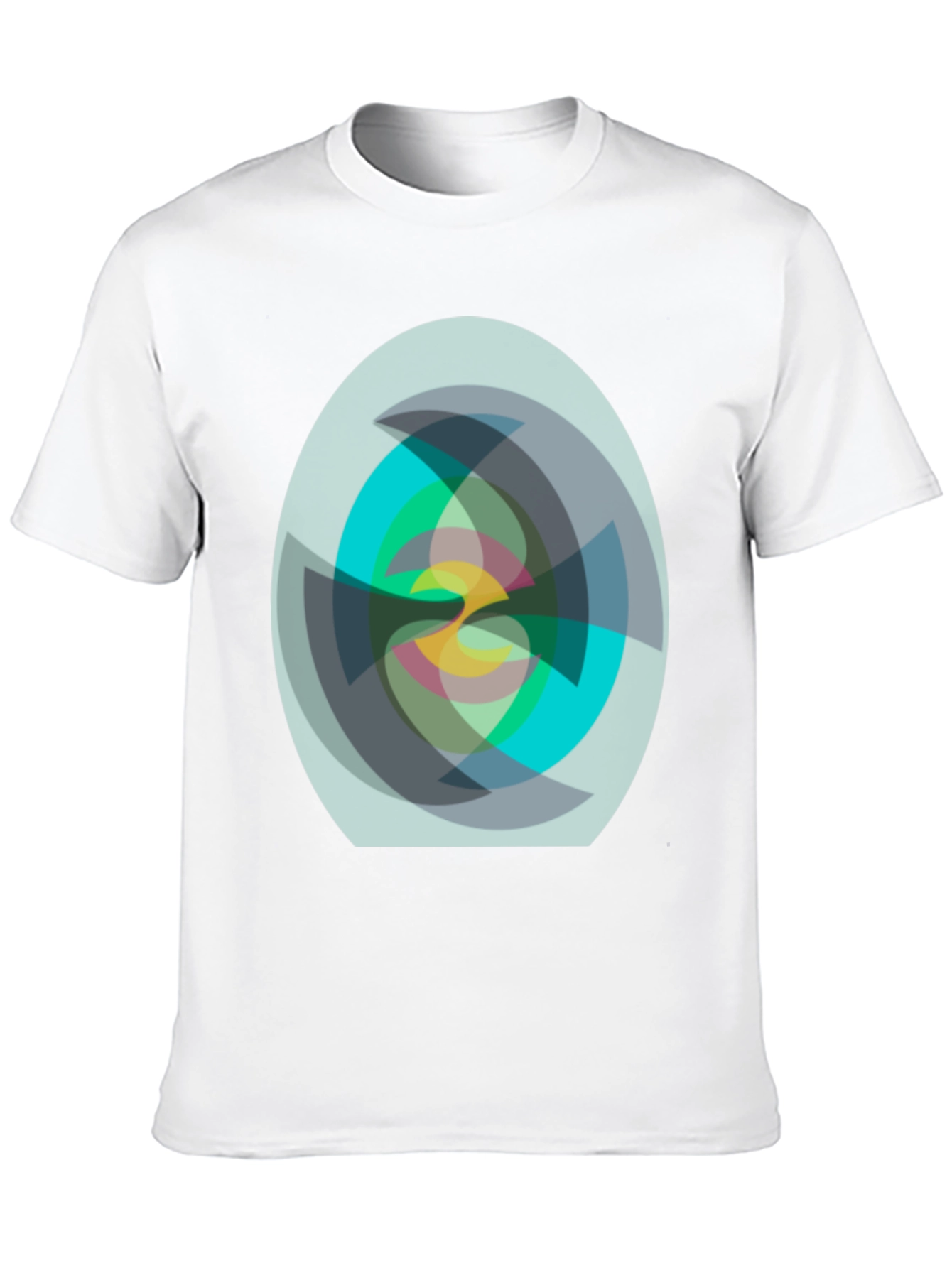 Black Abstract Geometric Print Black T-Shirt view 10