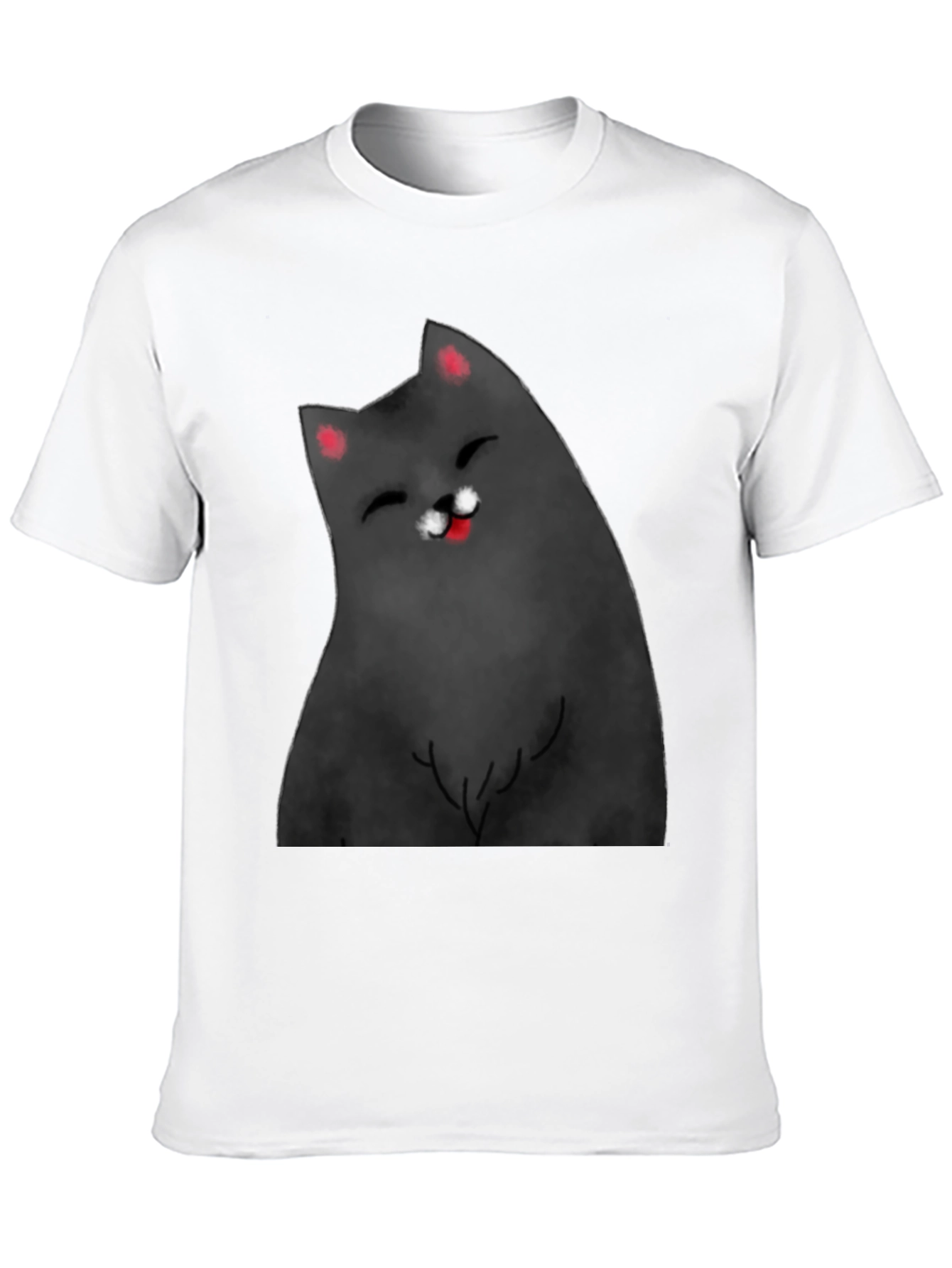 Black Smiling Cat Graphic Tee - Black Cotton Blend Shirt view 10