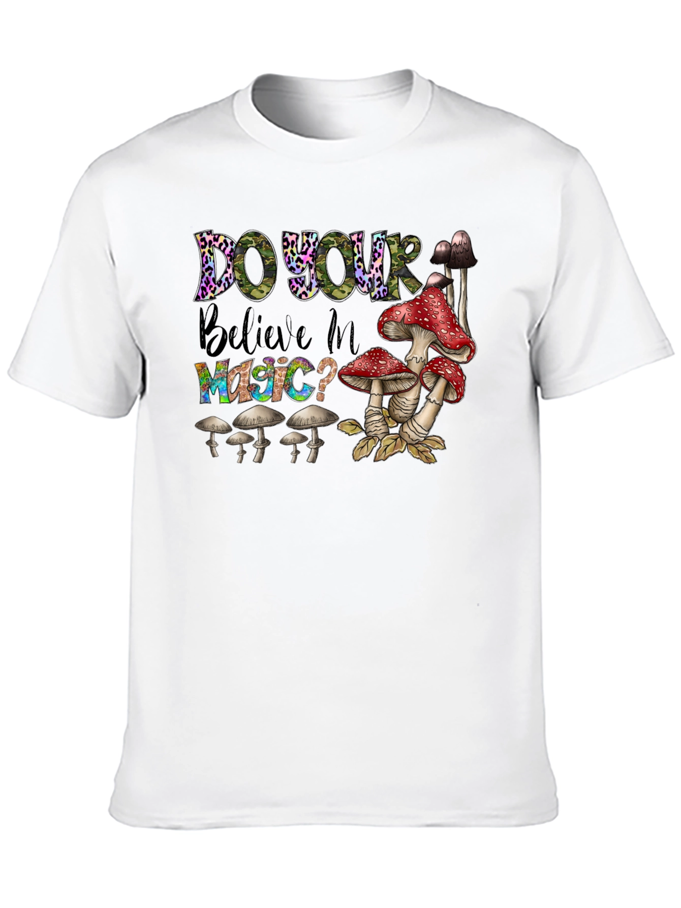 Black Do You Believe In Magic? Mushroom T-Shirt view 10