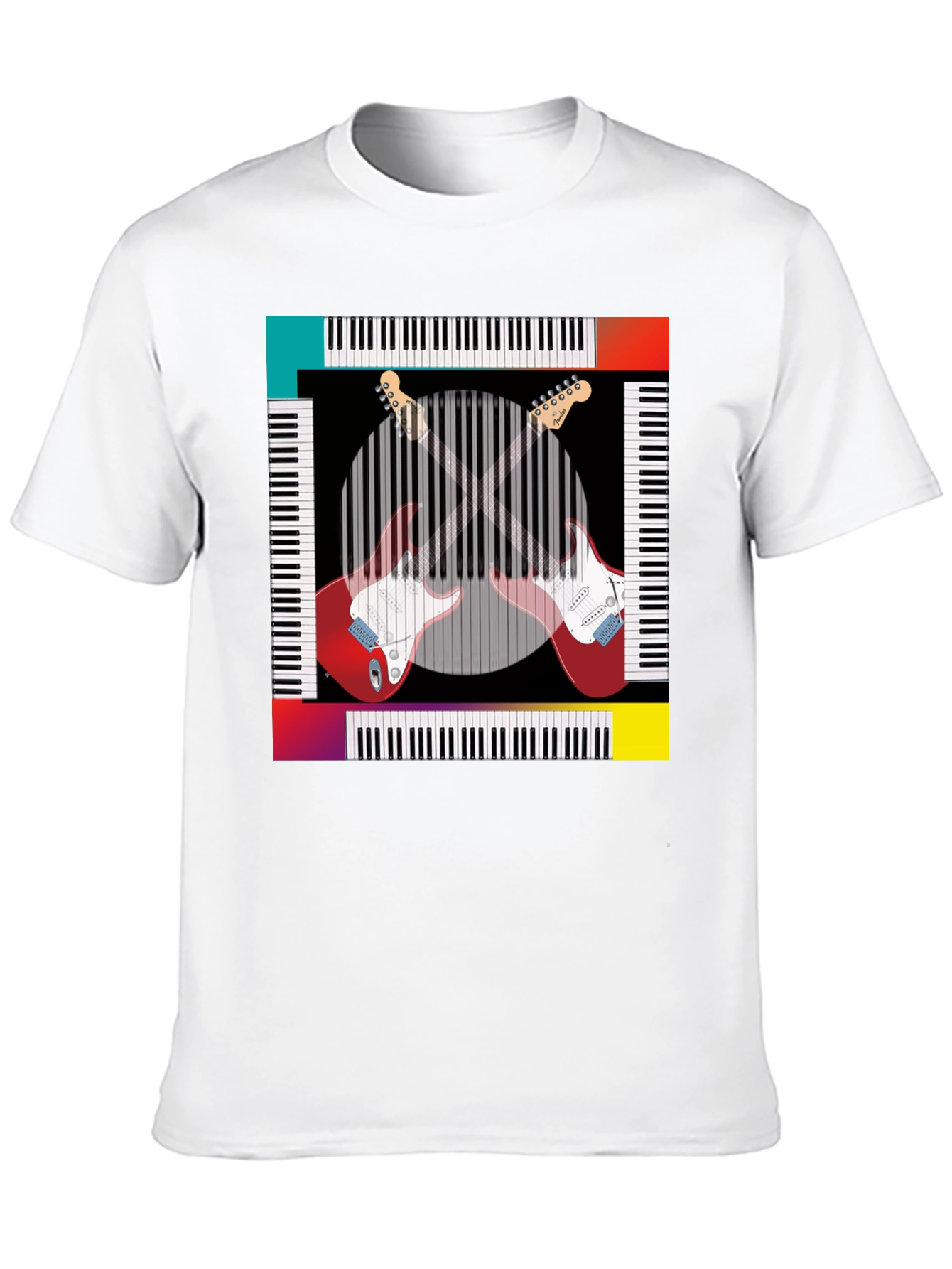 Black Music Lover Tee: Guitar & Piano Design view 10
