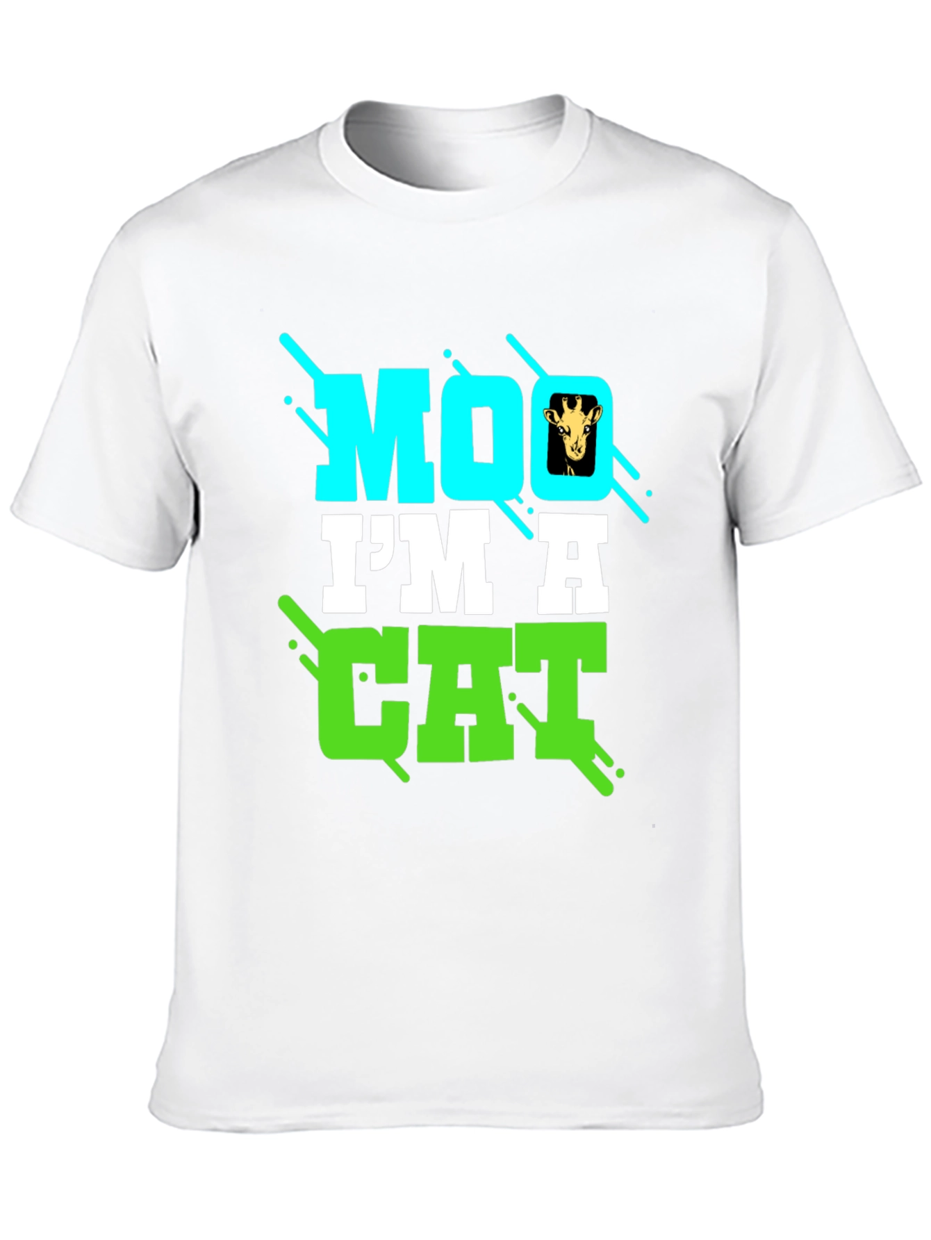Black Funny Giraffe Moo I'm a Cat Graphic T-Shirt view 10