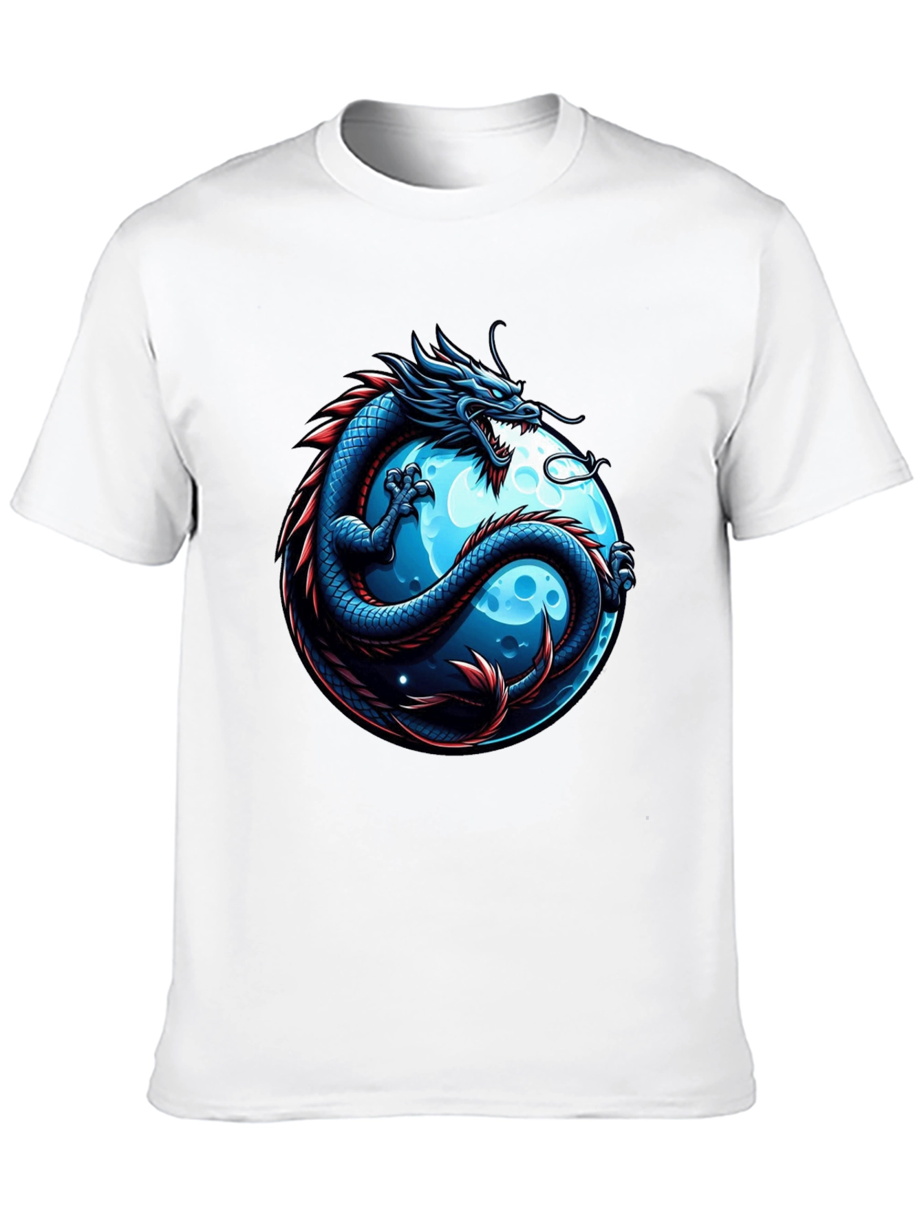 Black Dragon & Moon Graphic T-Shirt - Men's Black Tee view 10