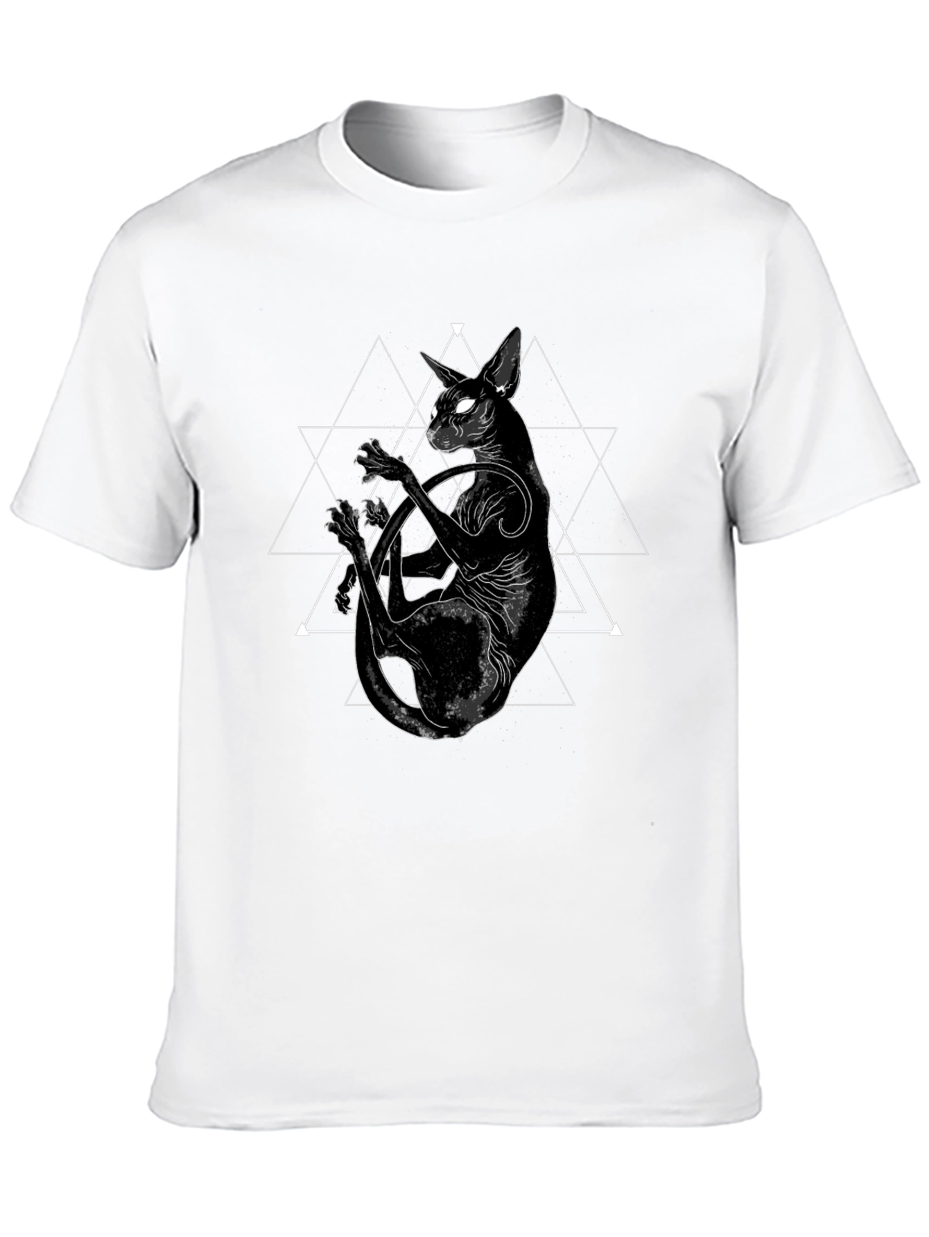Black Mystic Cat Graphic Tee - Black Cotton Blend view 10
