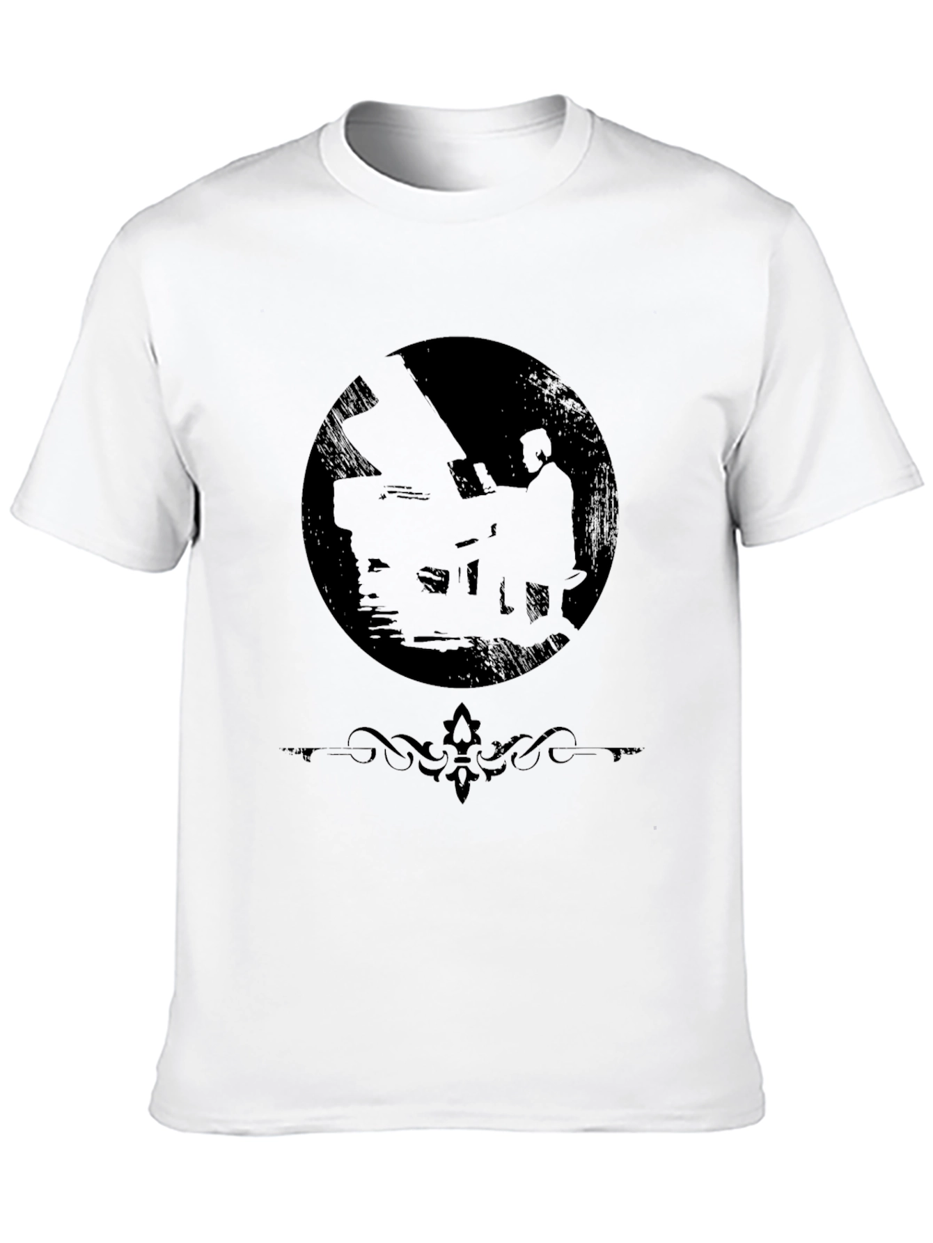Black Silhouette Pianist Black T-Shirt view 10