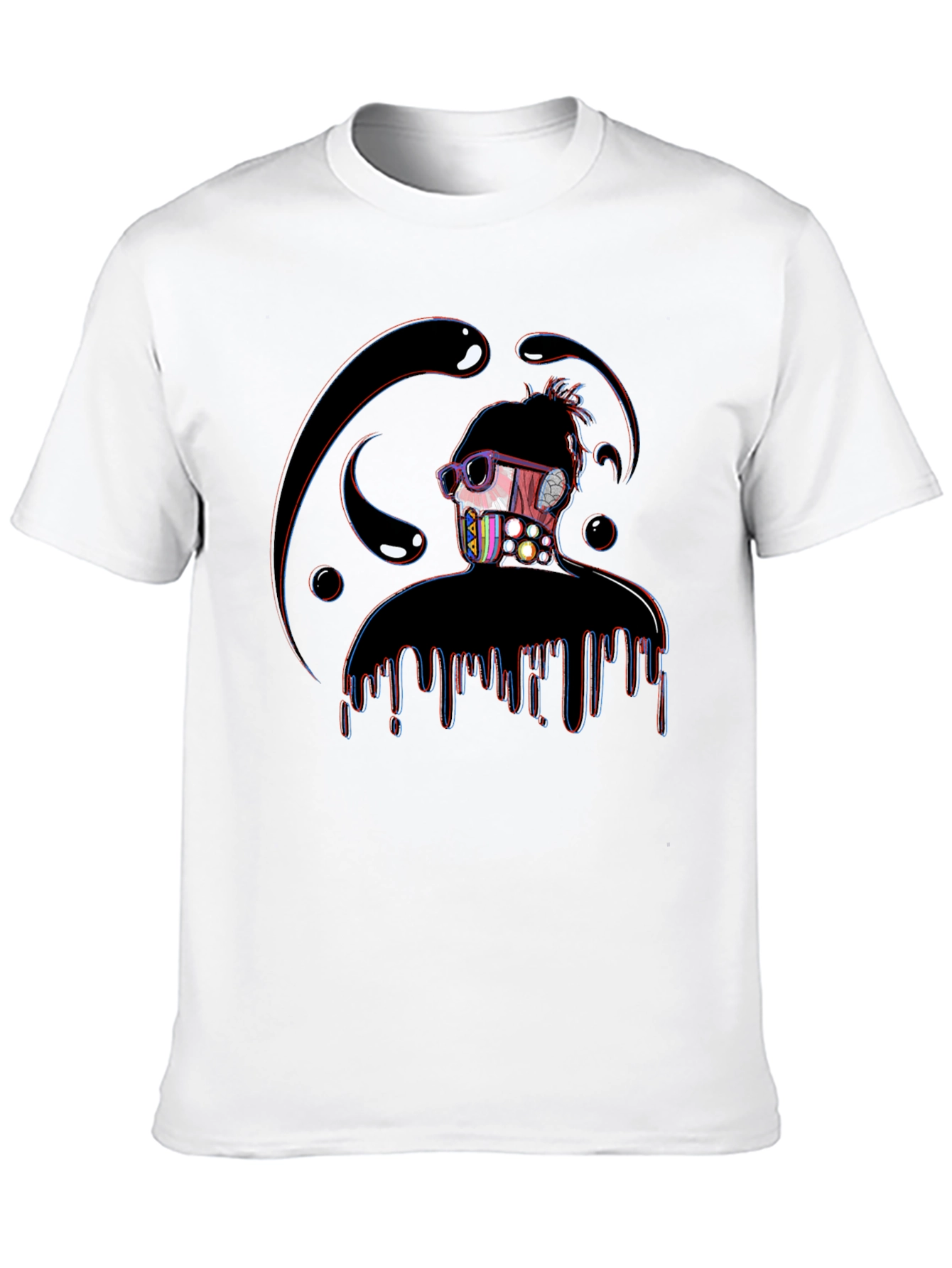 Black Abstract Dripping Figure Graphic T-Shirt view 10