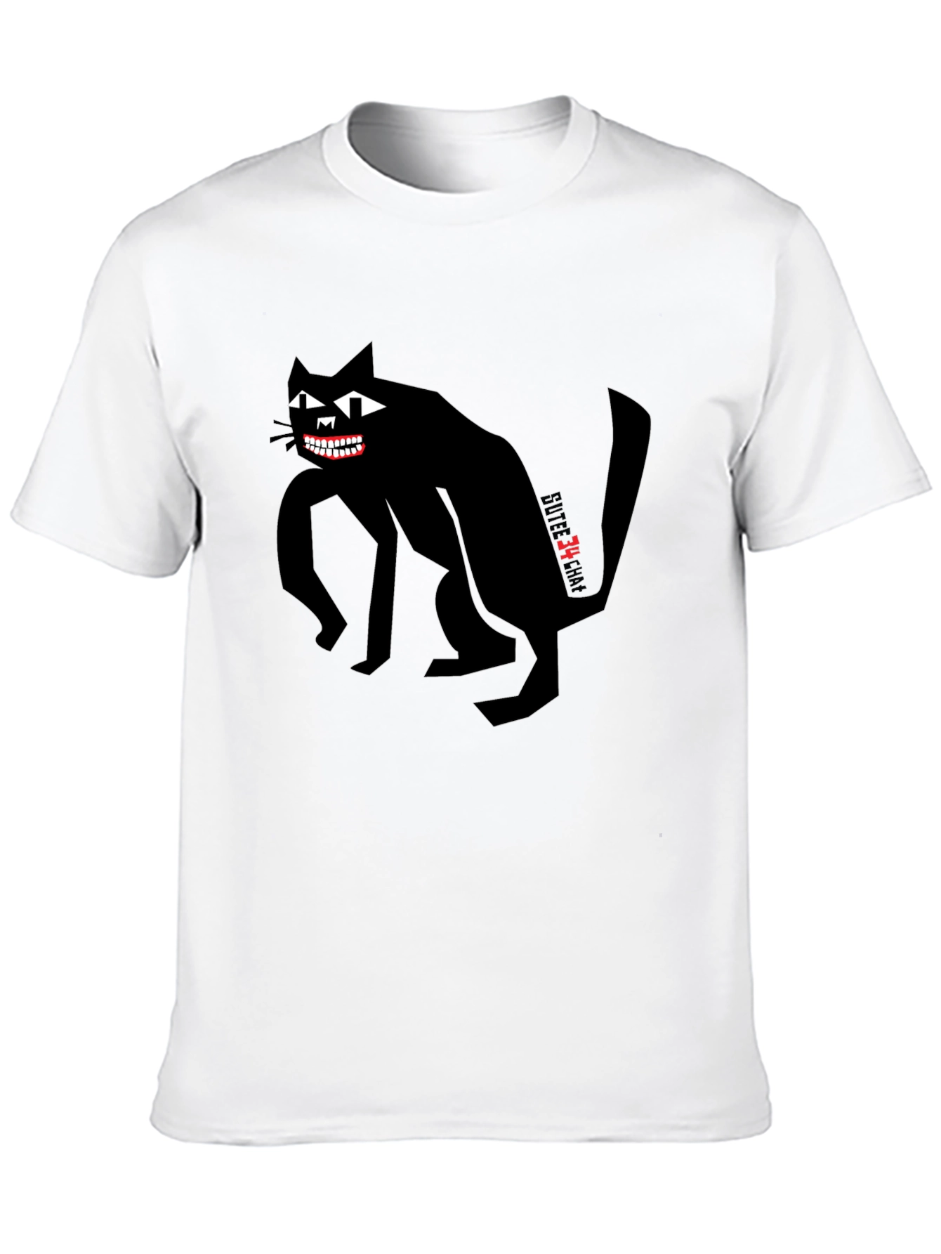 Black Creepy Cat Graphic Tee - Men's Black T-Shirt view 10