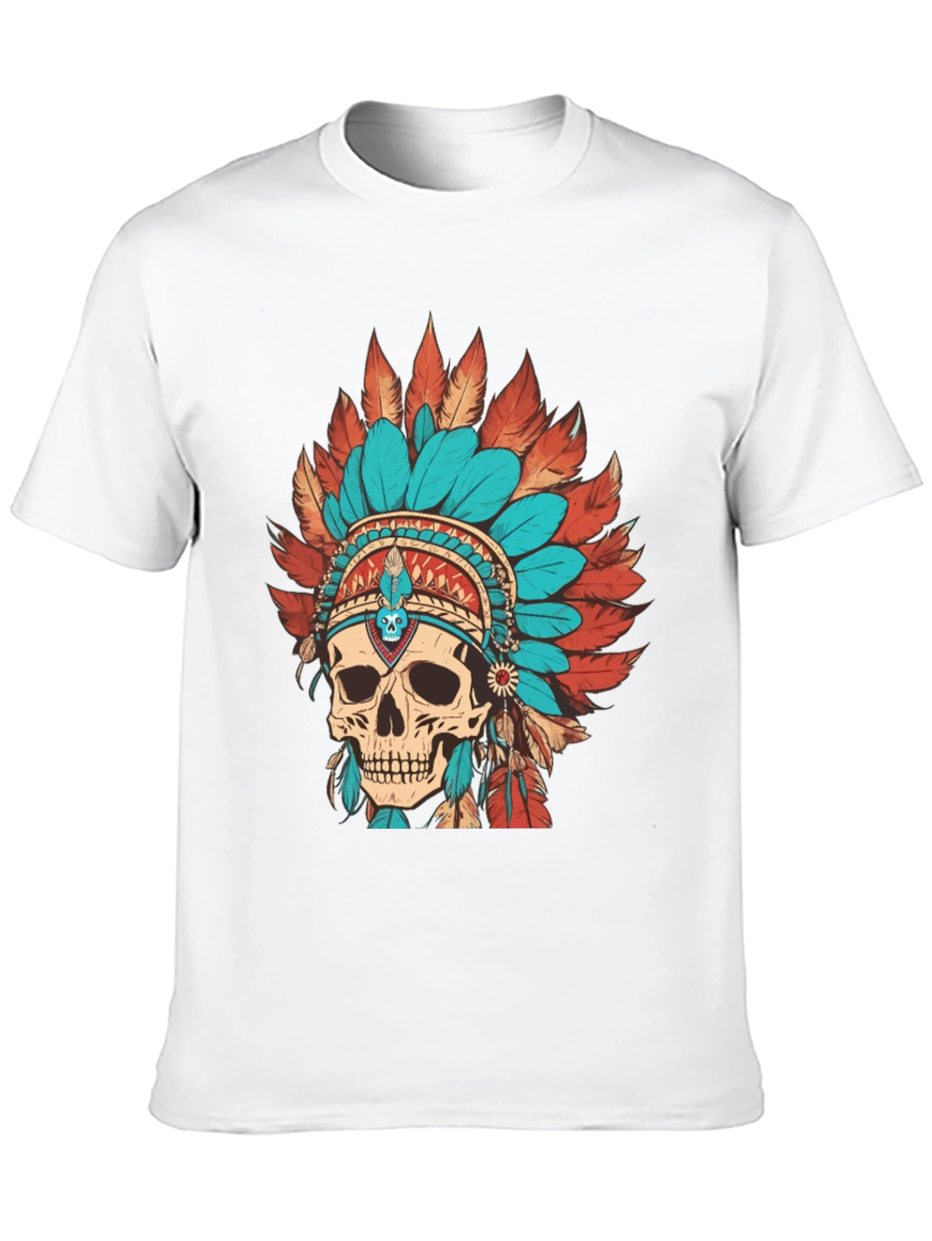 Black Skull Chief Headdress Graphic Tee - Cool Unique Design view 10