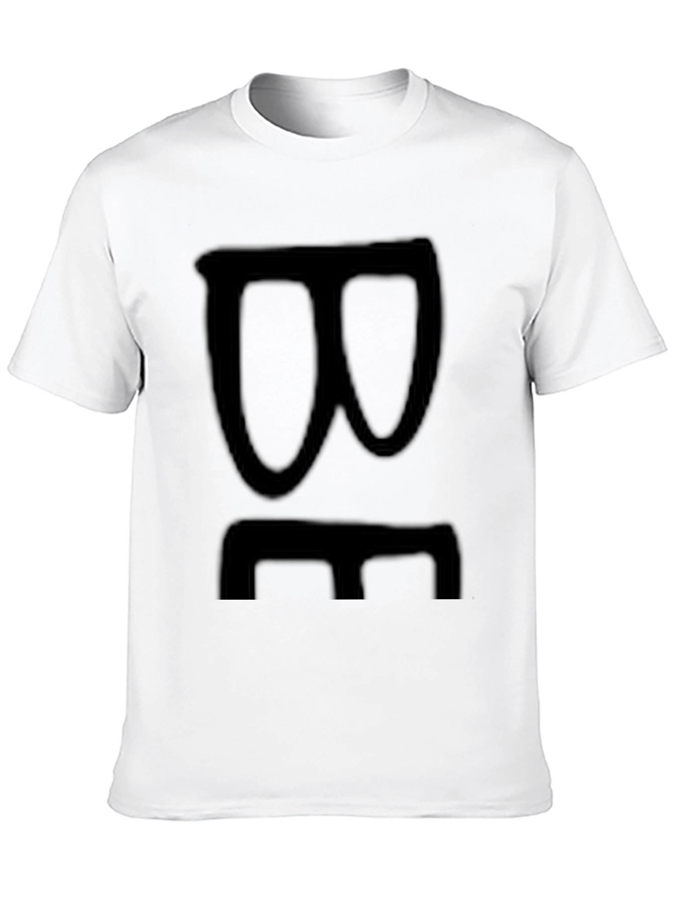 Black Black Graphic Tee with Abstract Face Design view 10