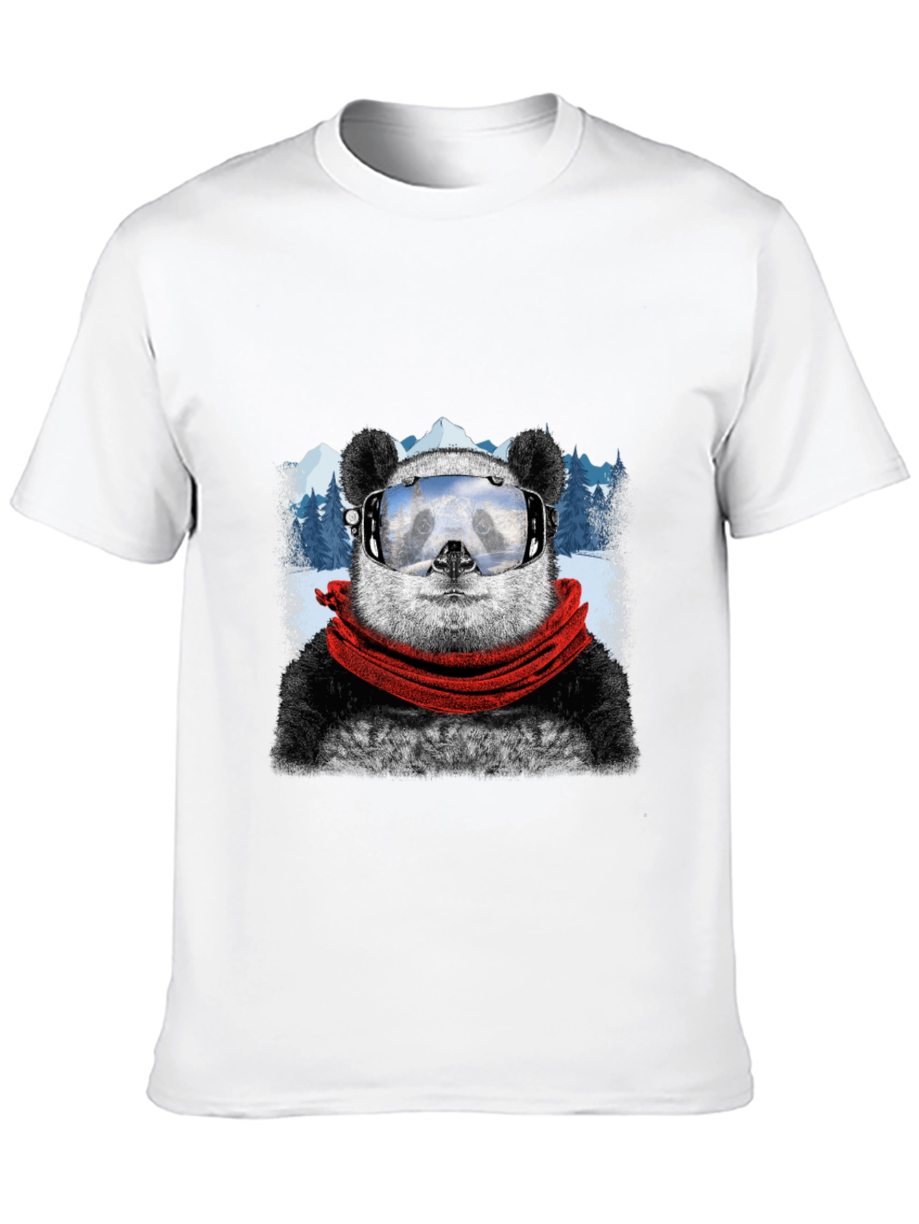 Black Panda Skiing T-Shirt - Cool Graphic Tee view 10