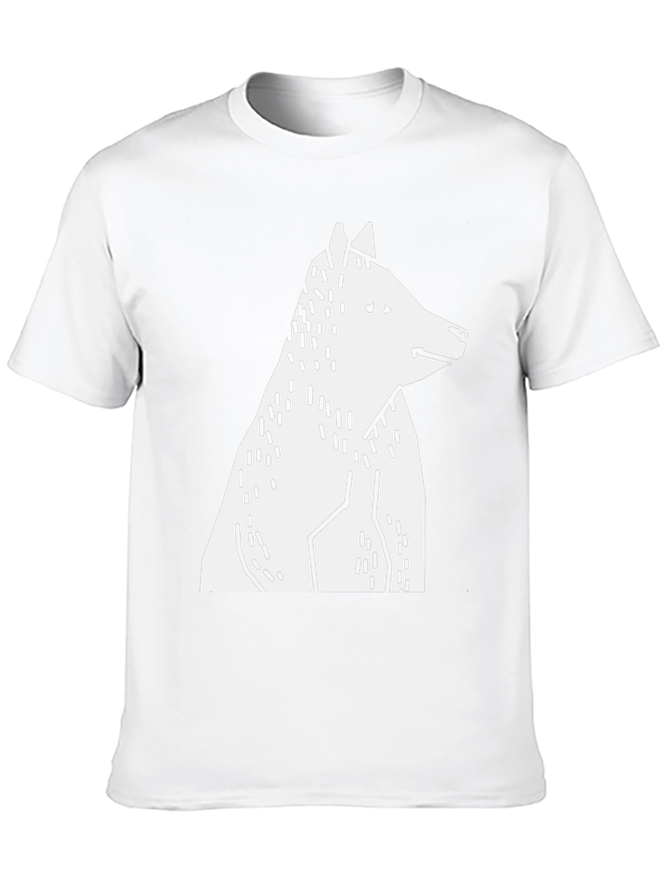 Black Abstract Geometric Wolf Graphic Tee - Black Cotton T-Shirt view 10