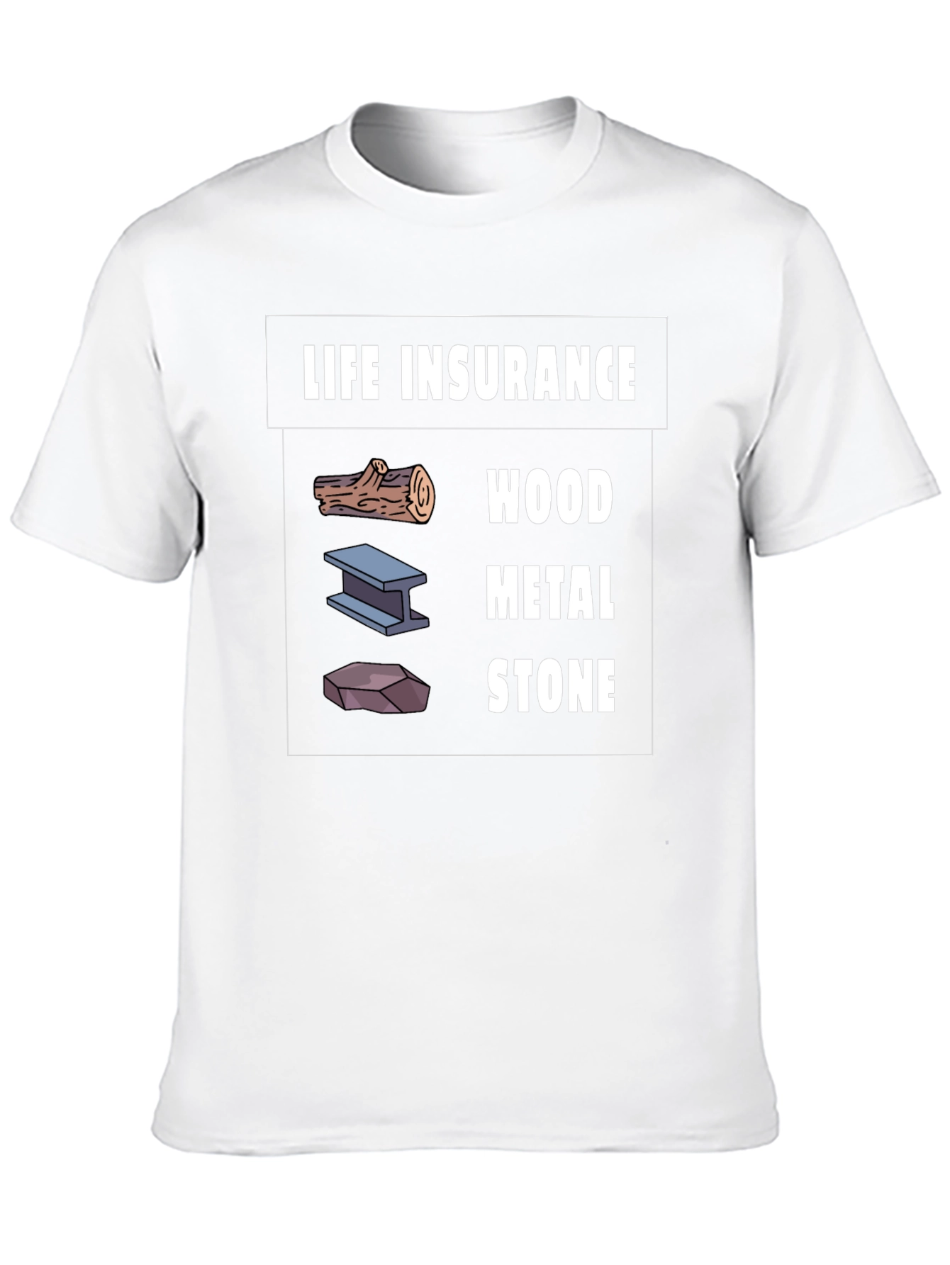 Black Life Insurance Wood Metal Stone Graphic T-Shirt view 10