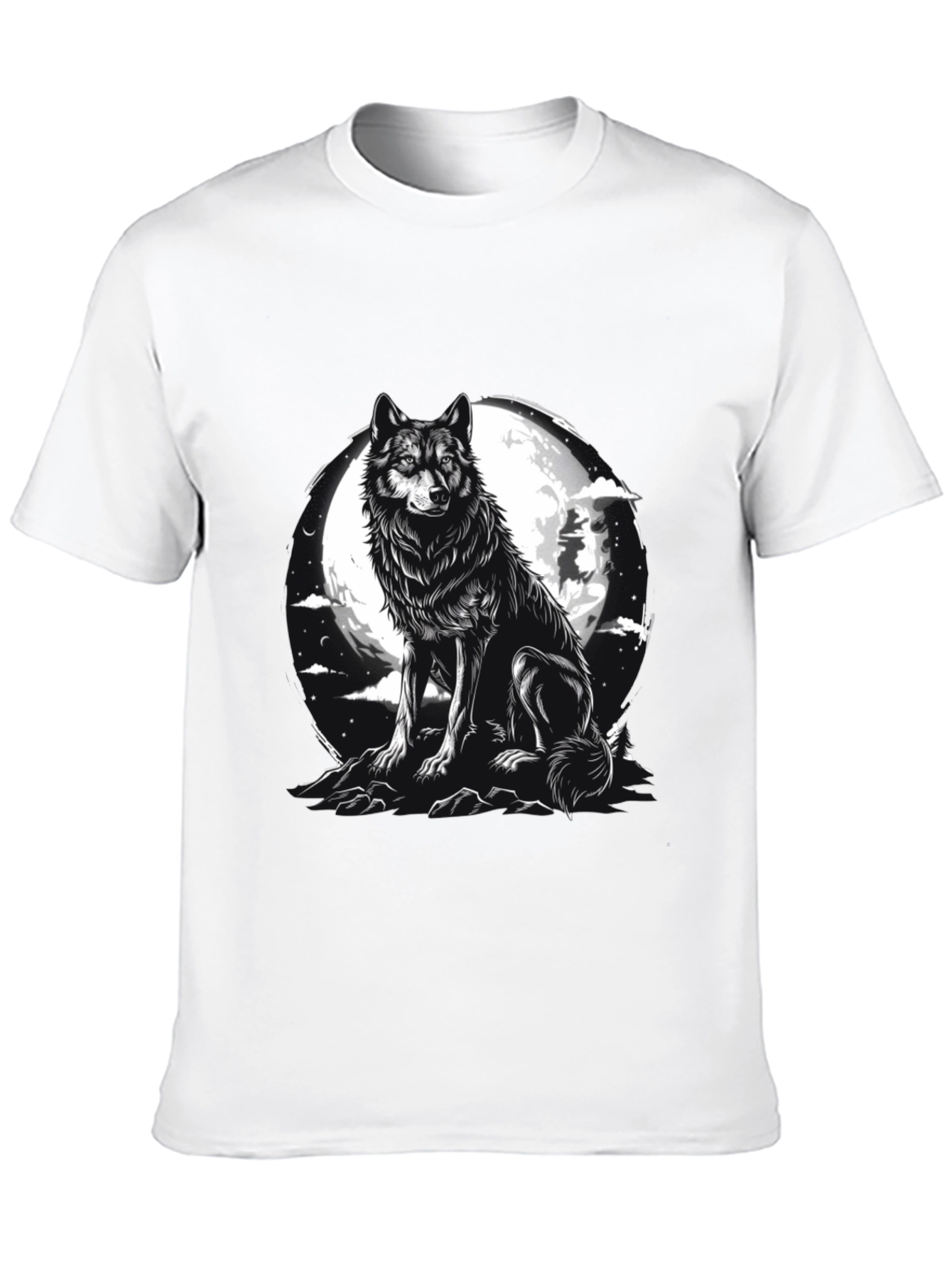 Black Wolf Moon Graphic Tee - Black Cotton Blend view 10
