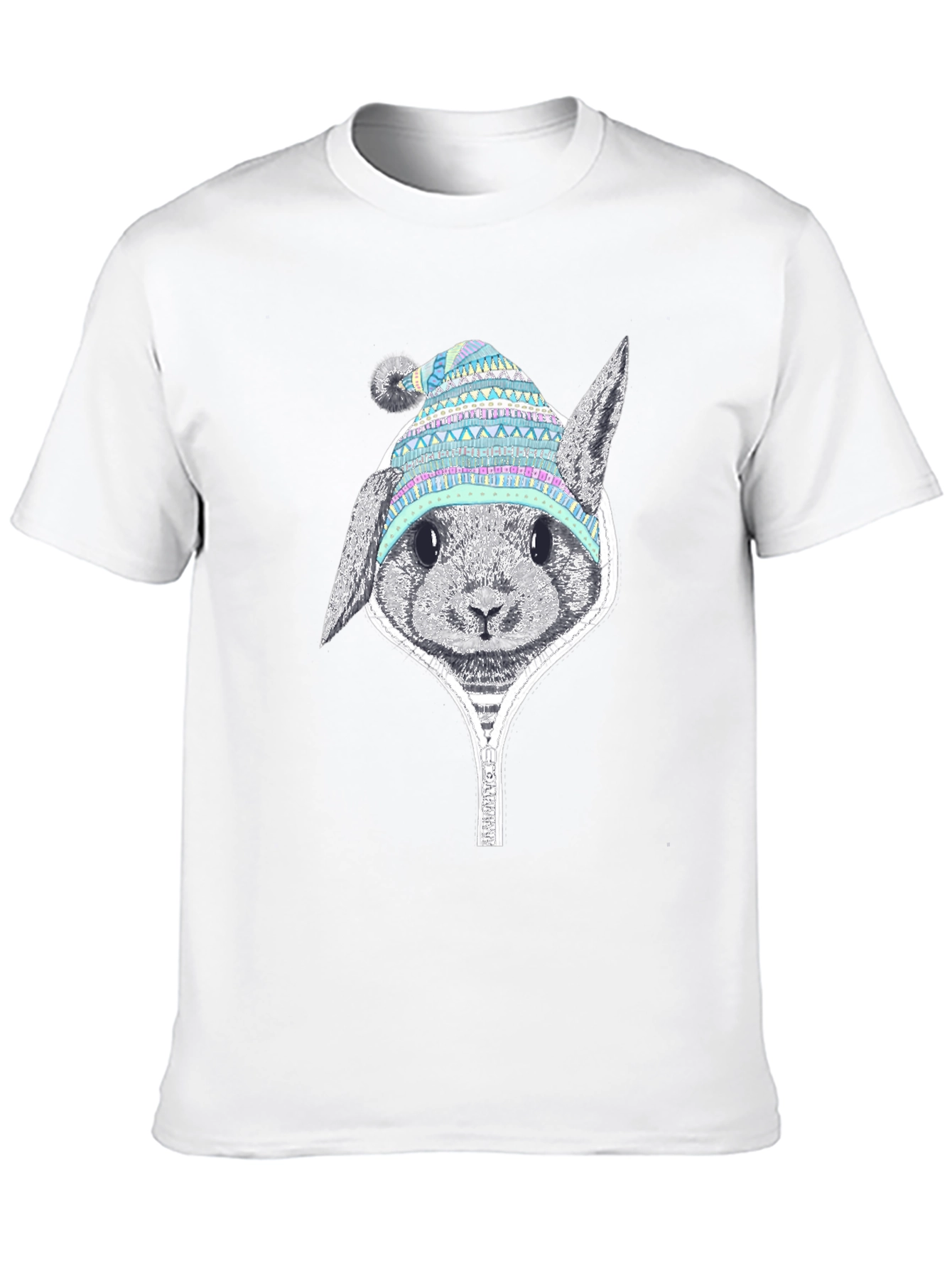 Rabbit Hat Graphic Tee - Soft Cotton Casual Wear - 10