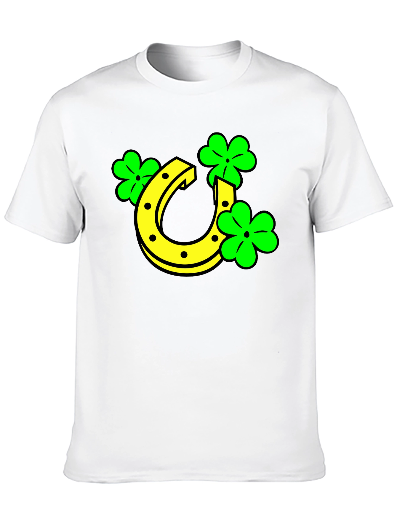 Black Lucky Horseshoe & Clover Black T-Shirt view 10