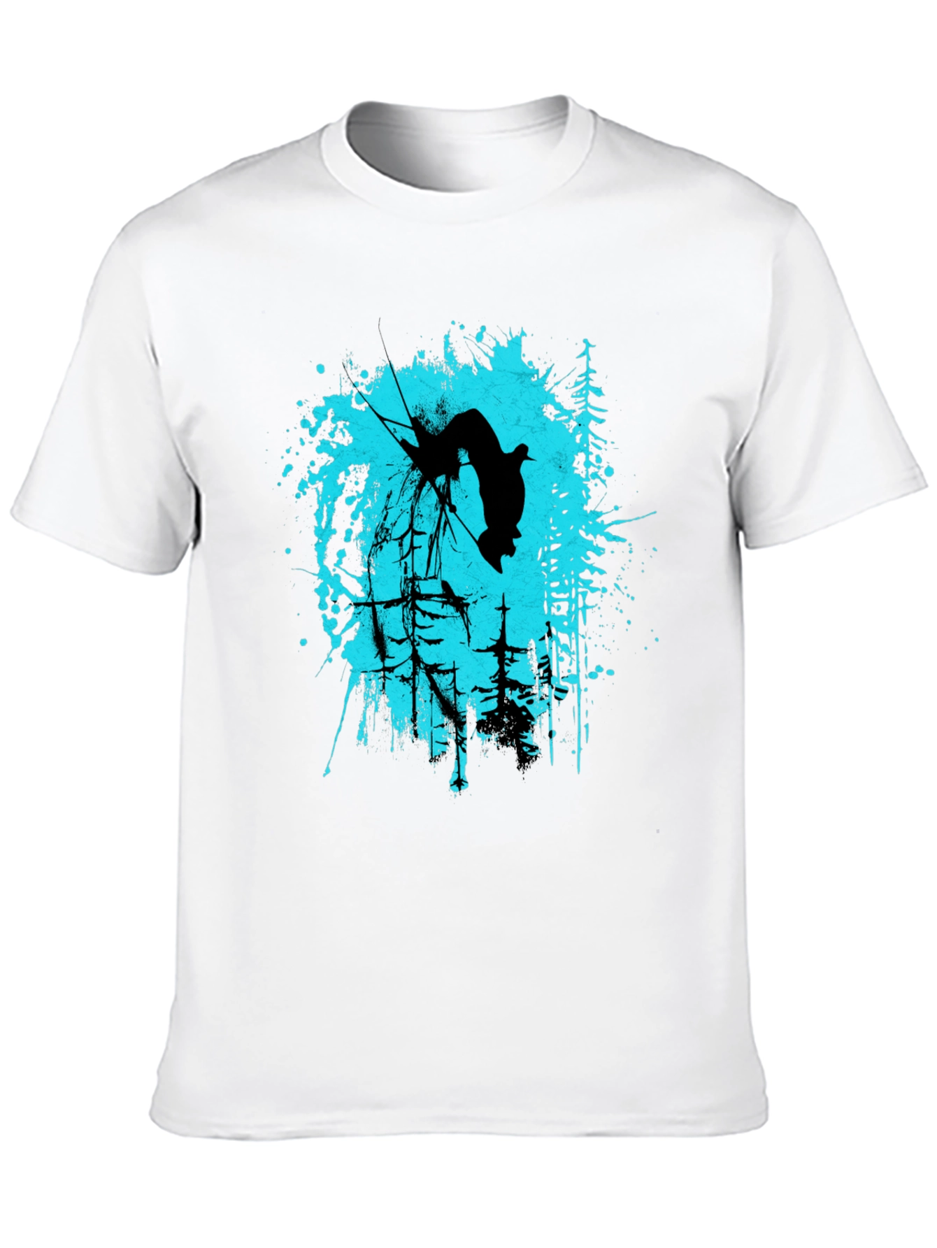 Black Black T-Shirt with Skier Graphic Design view 10