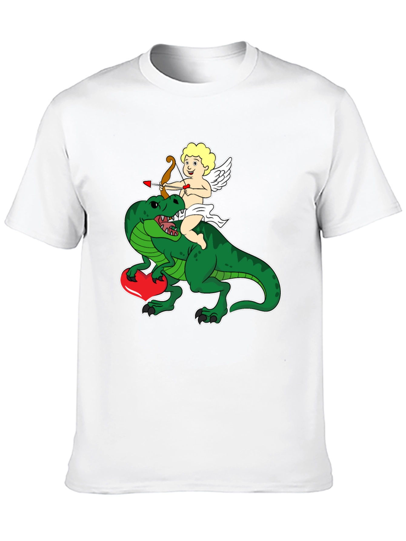Black Cupid Riding Dinosaur T-Shirt - Valentine's Day Love Tee view 10