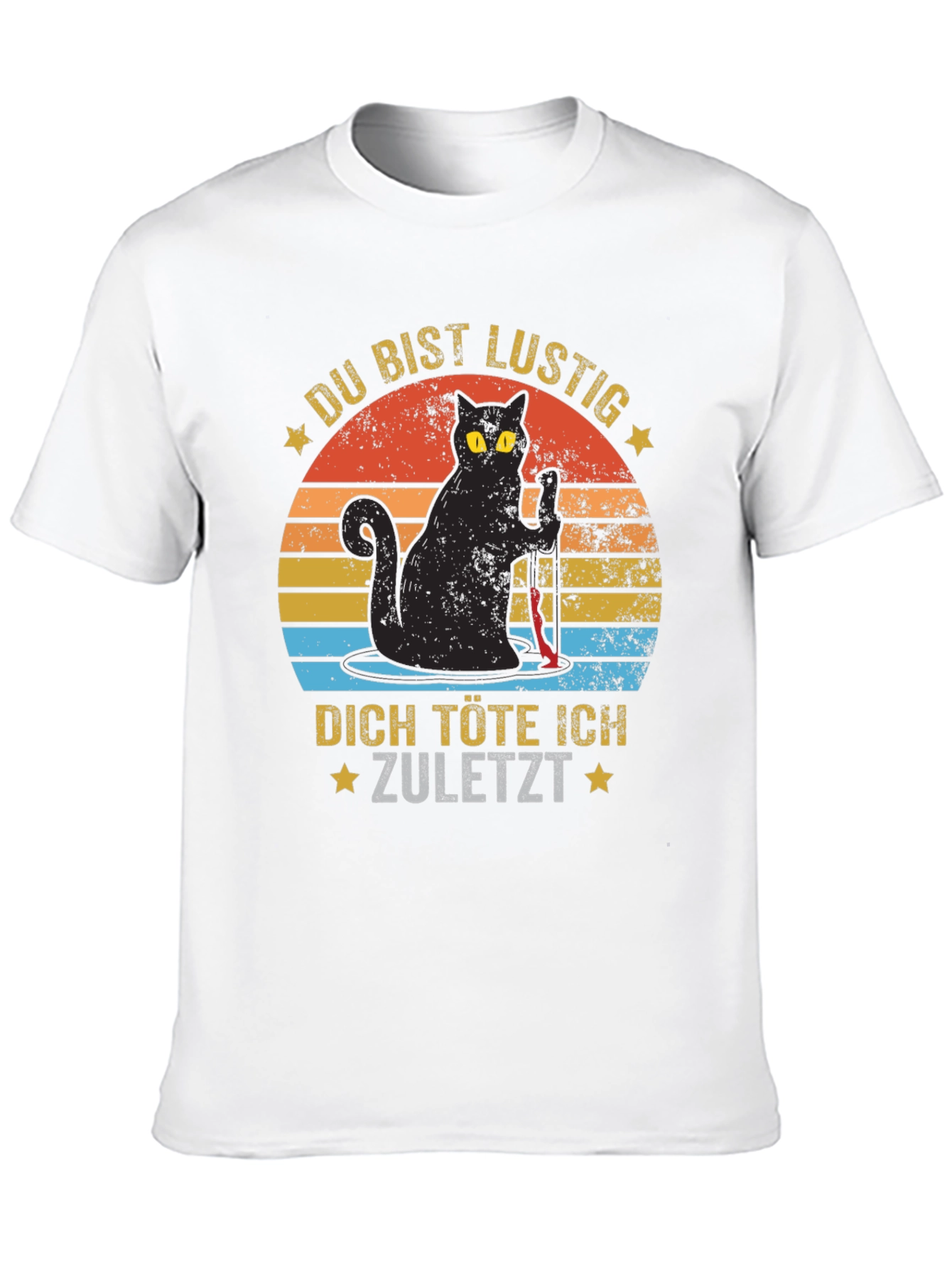 Black Du Bist Lustig Black Cat Graphic Tee view 10
