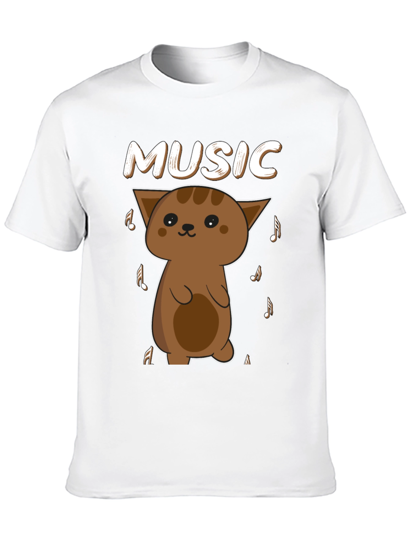 Black Cute Cat Music Lover T-Shirt - Unisex Soft Cotton Tee view 10