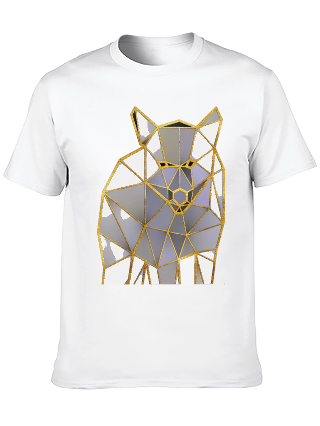 Black Geometric Wolf Graphic Tee - Modern Men's Black T-Shirt view 10