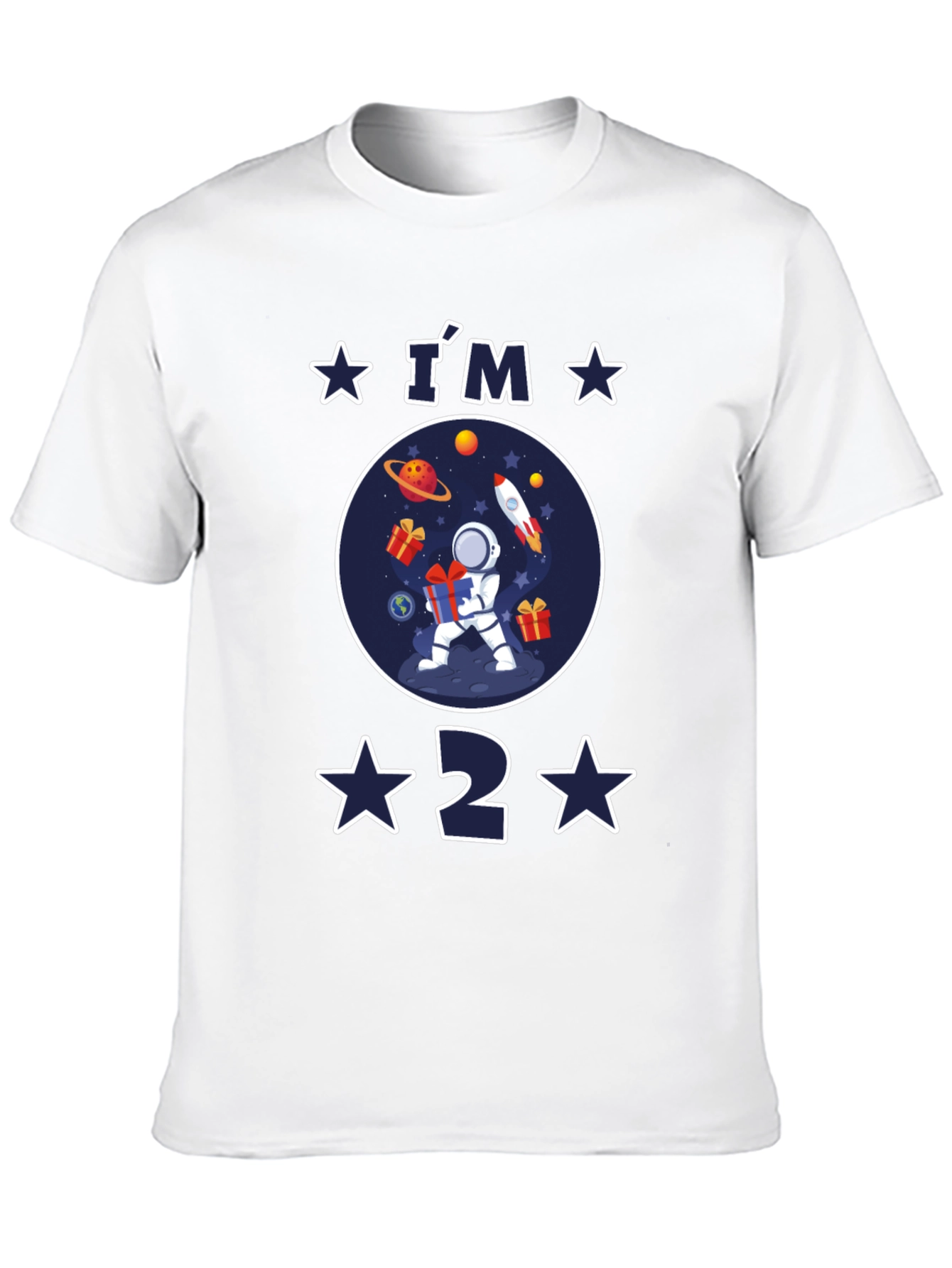 Black I'm 2 Birthday Space Astronaut T-Shirt view 10