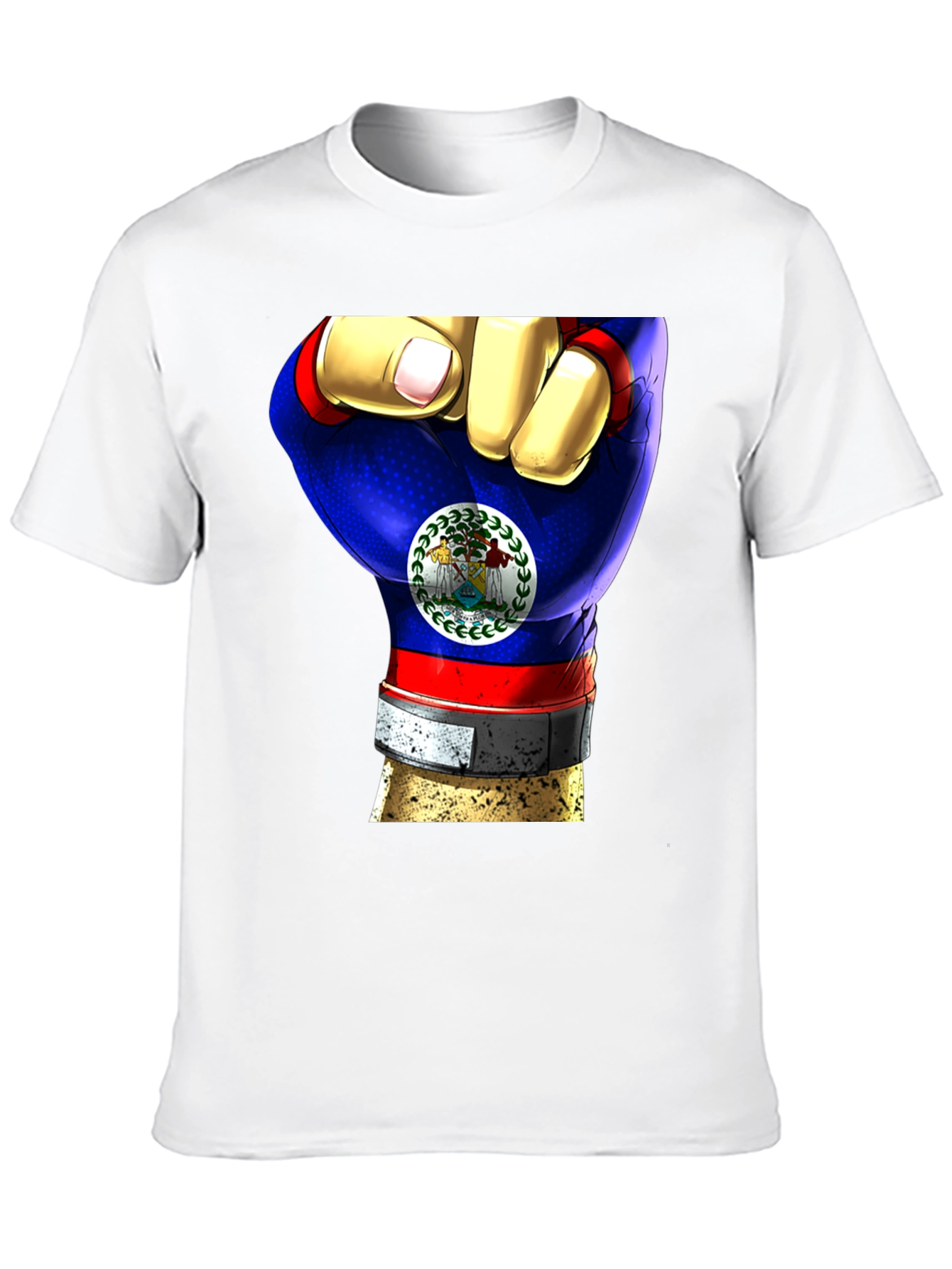 Black Belize Flag Fist T-Shirt view 10