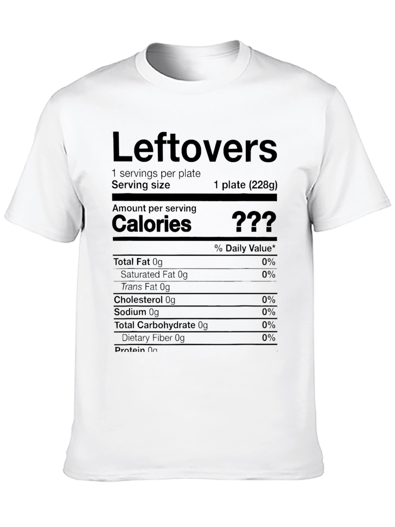 Black Leftovers Nutrition Facts T-Shirt - Funny Foodie Tee view 10