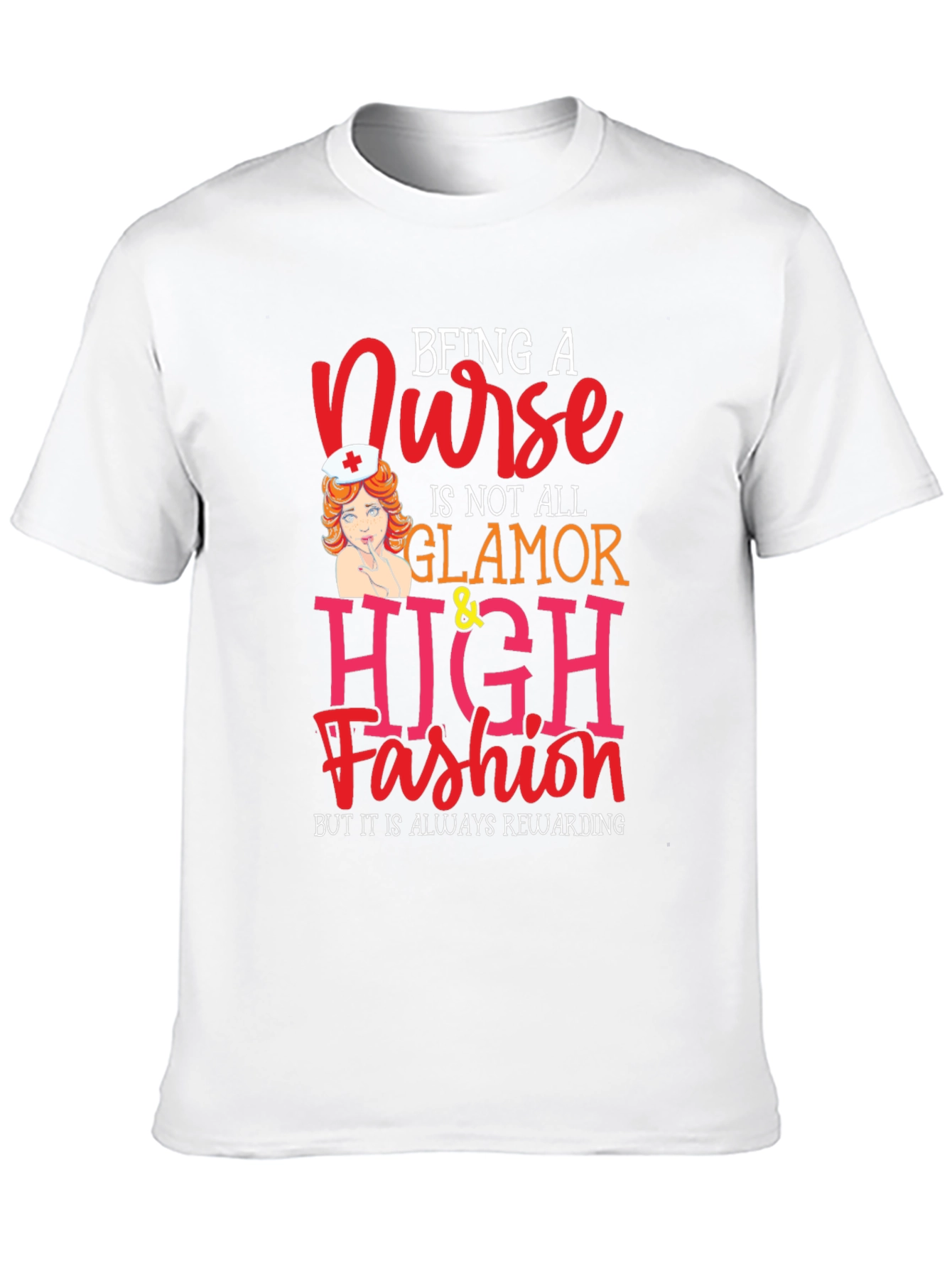Black Nurse Glamour T-Shirt - Rewarding Profession Tee view 10