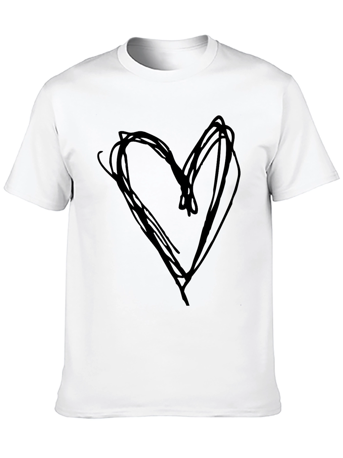 Black Heart Scribble Tee - Black Cotton Casual Shirt view 10