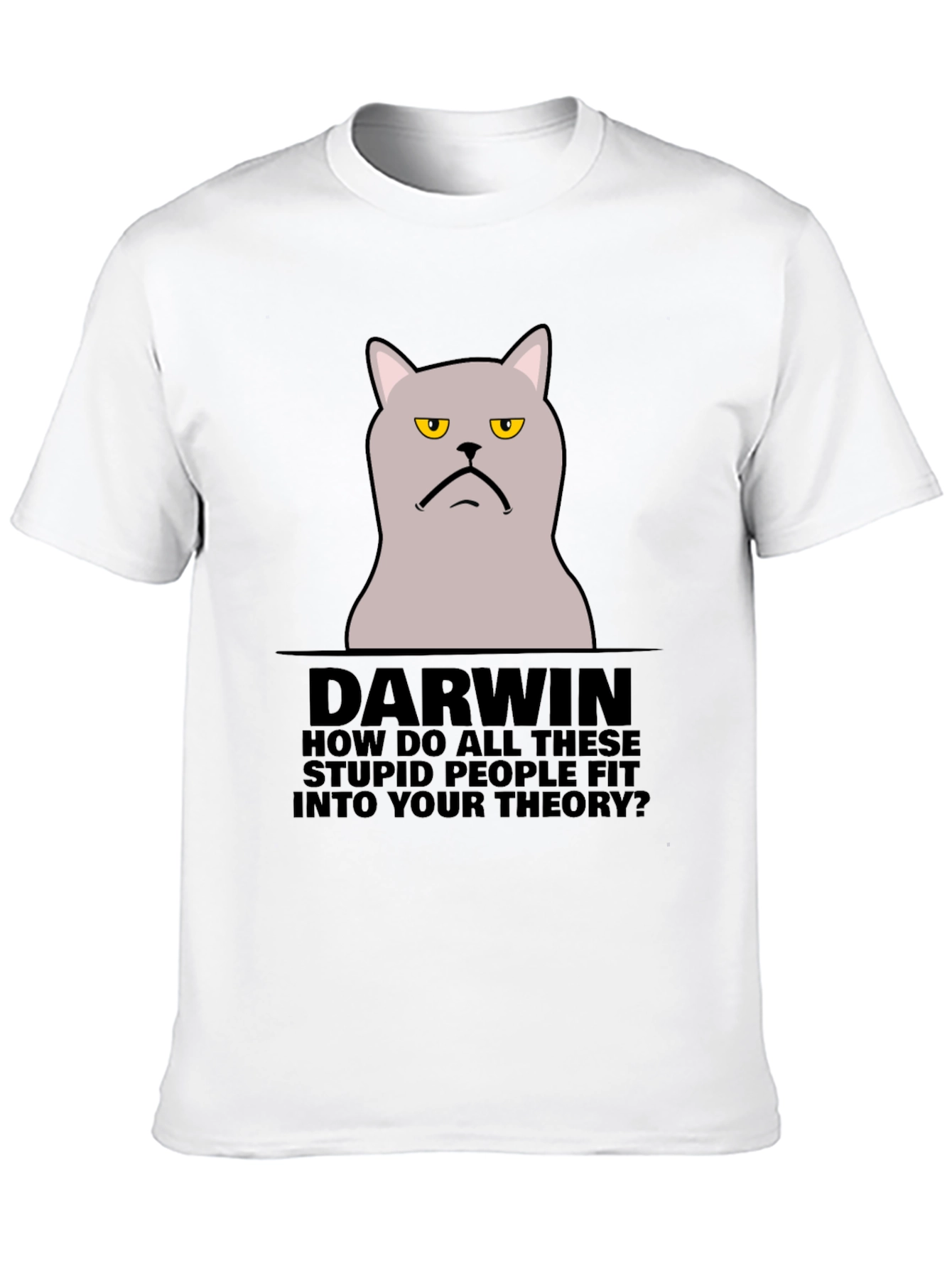 Black Darwin Cat T-Shirt - Funny Theory Design view 10