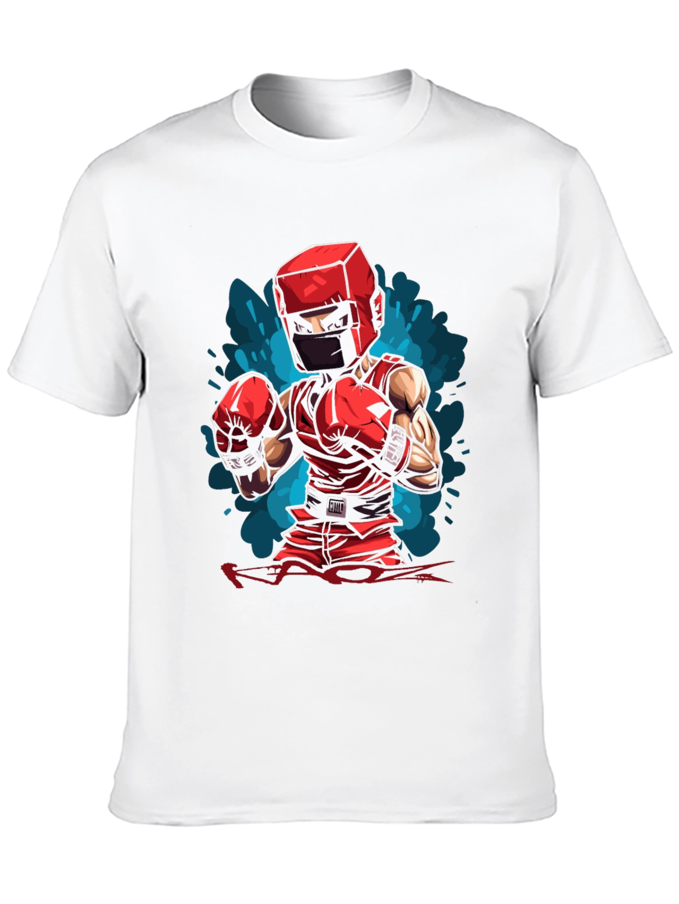 Black Boxer Cartoon Graphic Black T-Shirt view 10