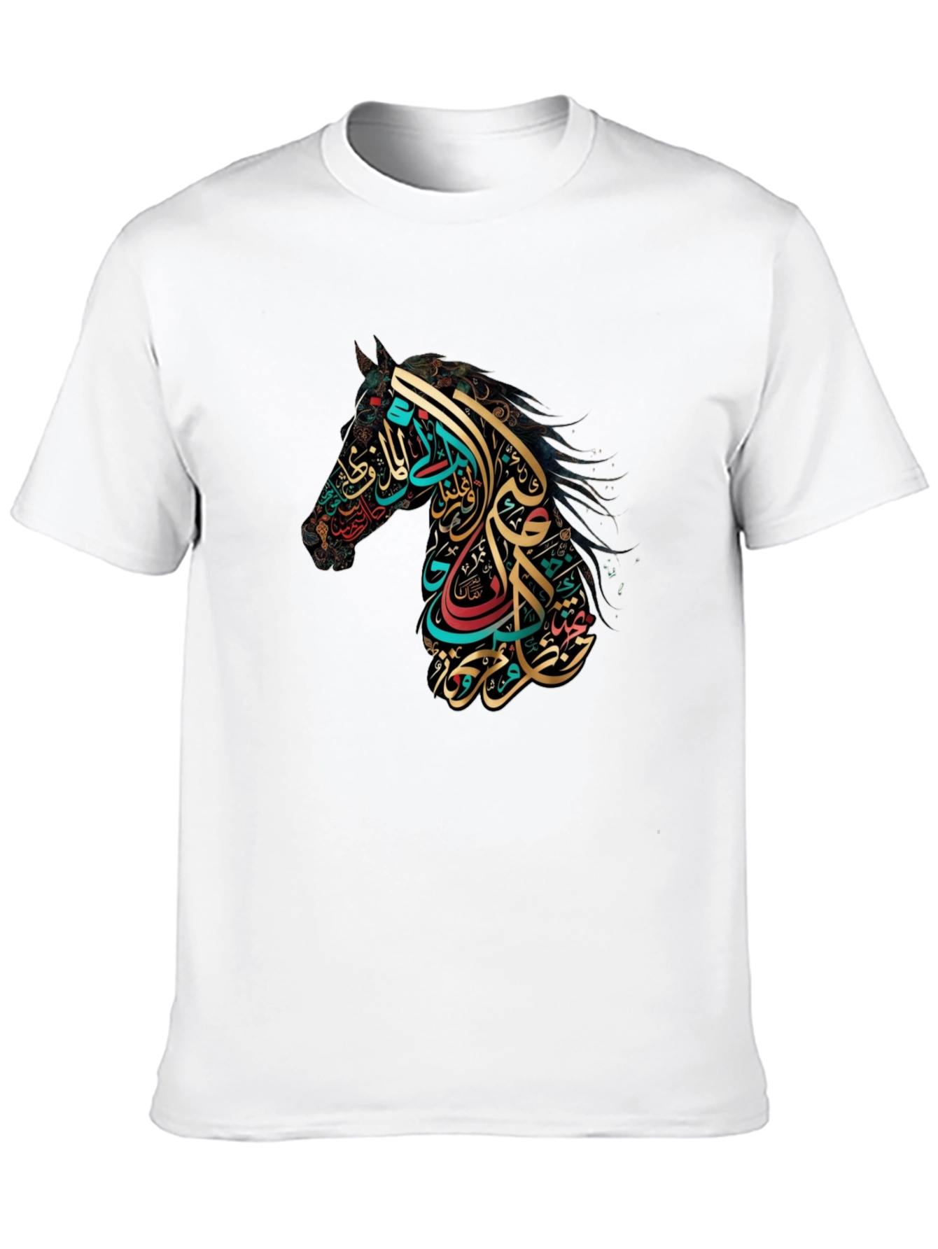 Black Arabic Calligraphy Horse Graphic Tee view 10