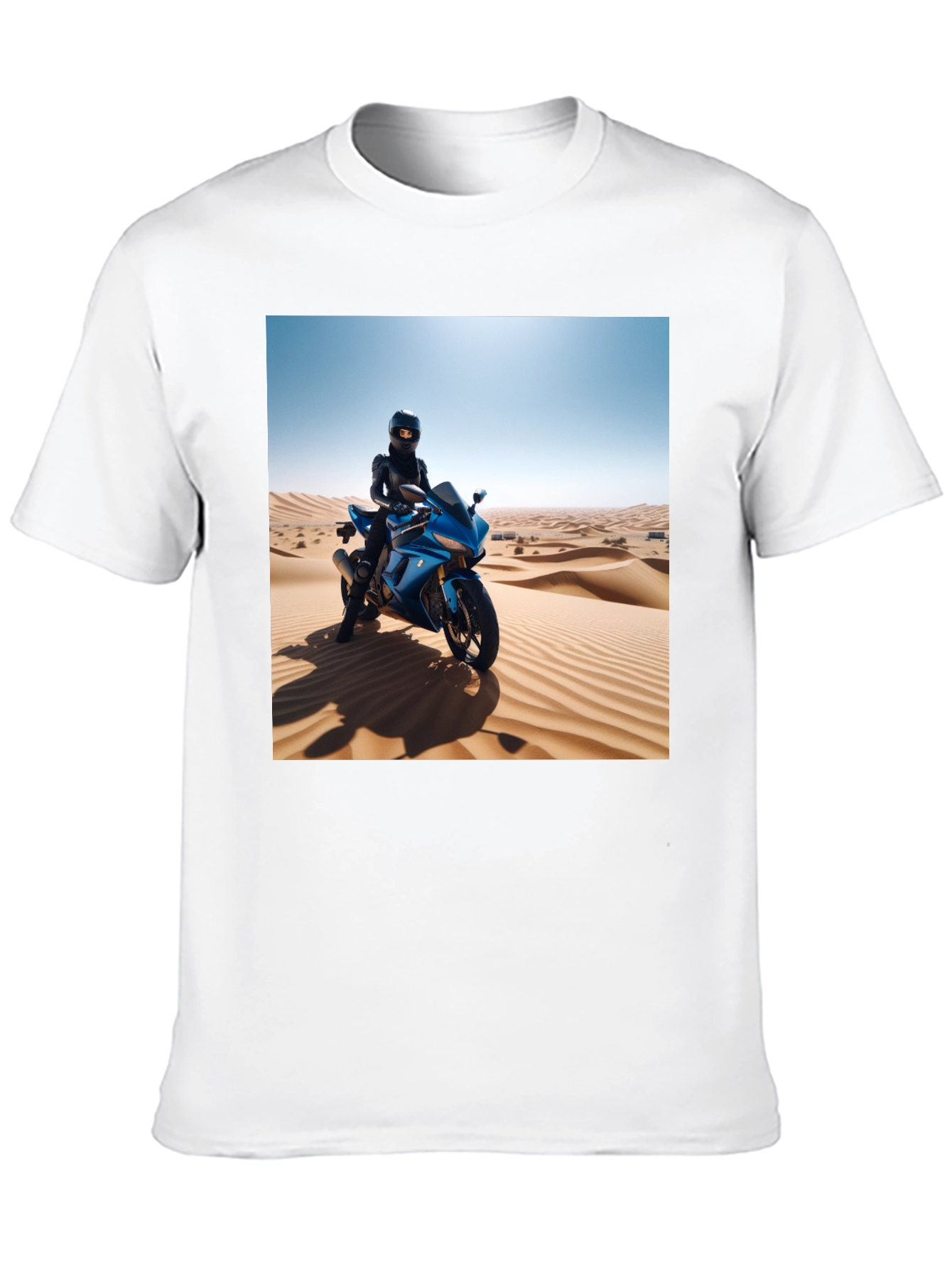 Black Motorcycle Desert Rider Graphic Tee - Unisex Black T-Shirt view 10