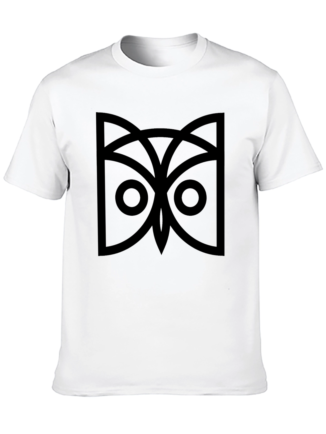 Black Geometric Owl Graphic Tee - Black Cotton Comfort view 10
