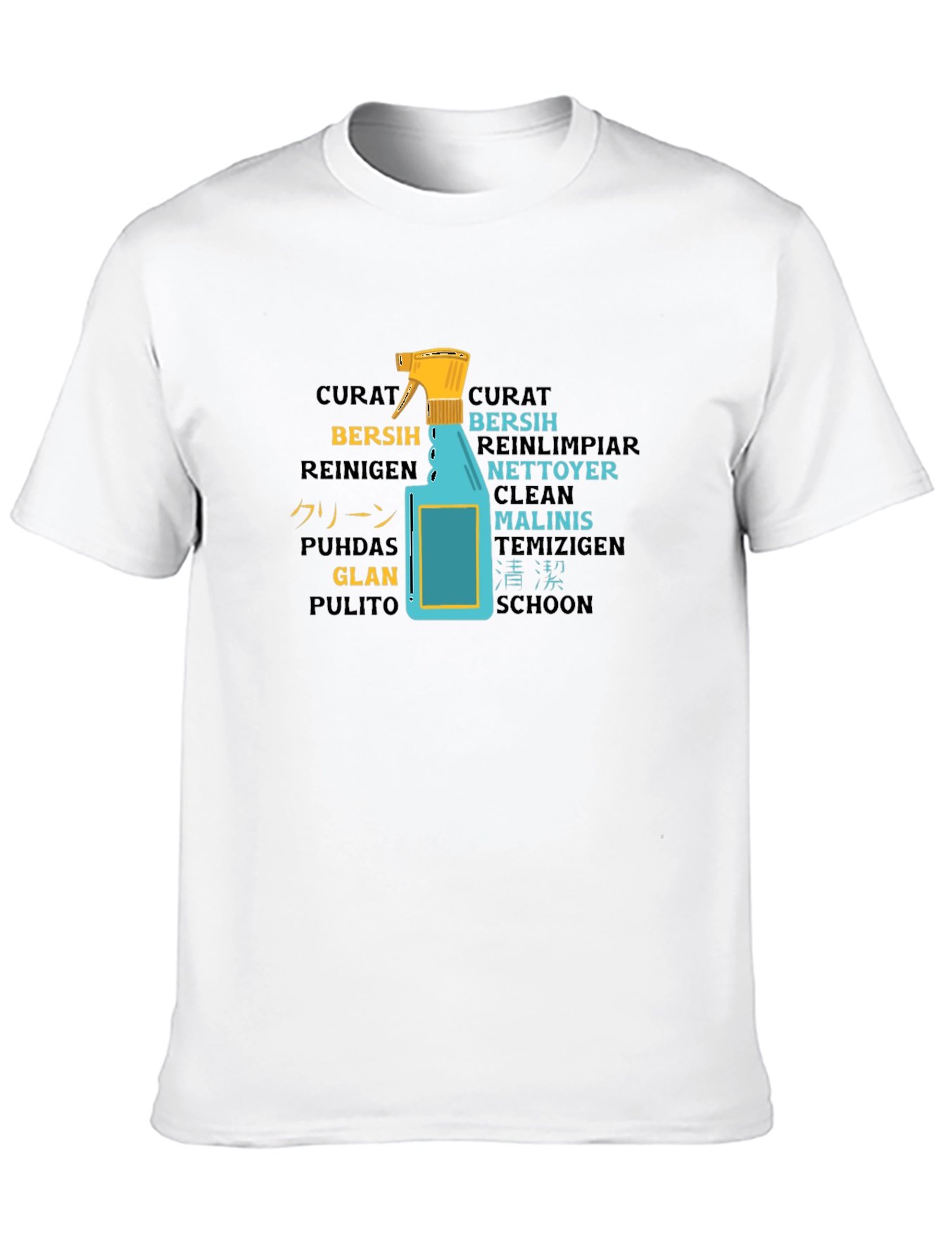 Black Multilingual Cleaning T-Shirt - Unisex view 10