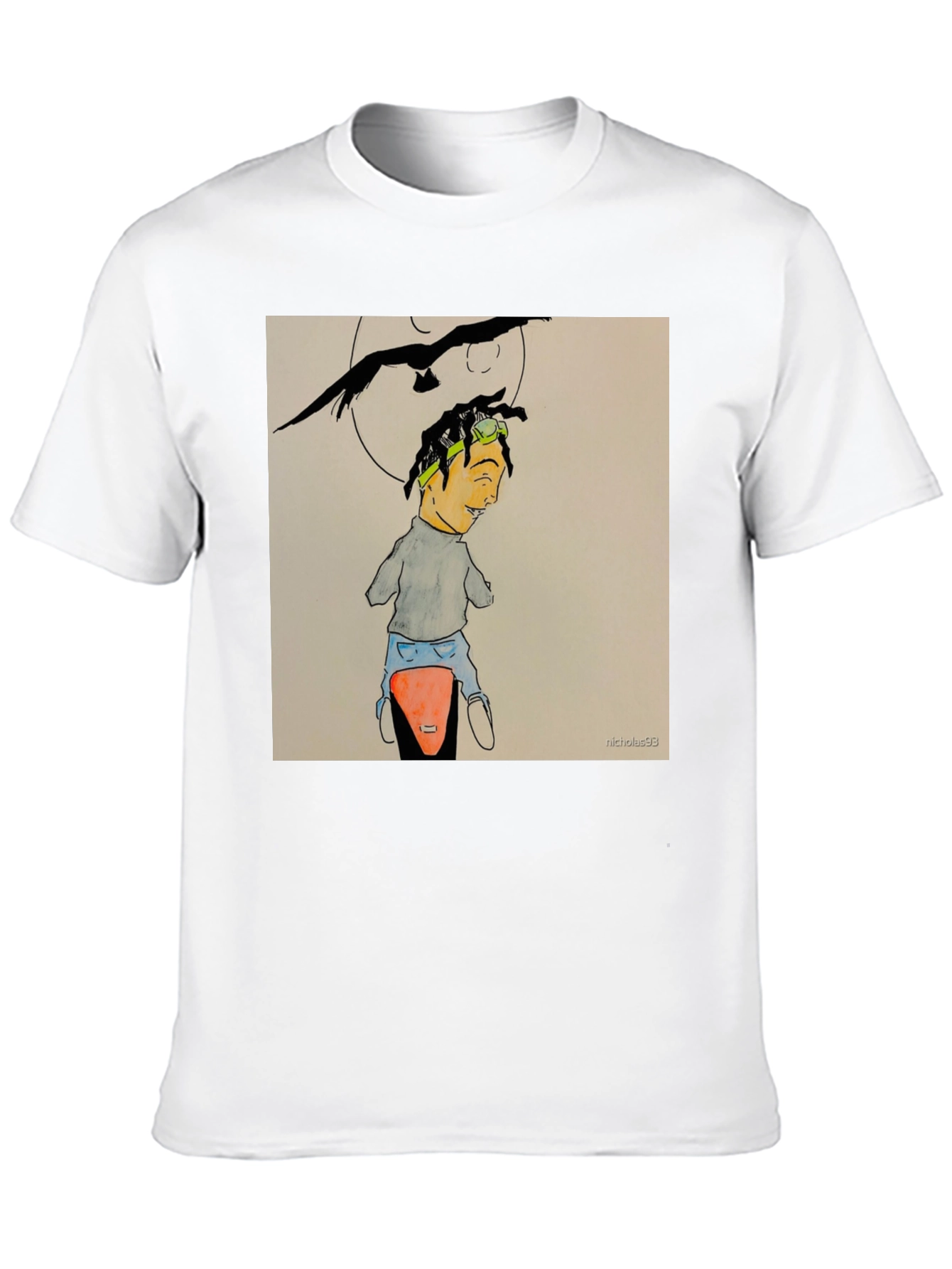Black Unique Graphic Tee - Man on Motorcycle view 10
