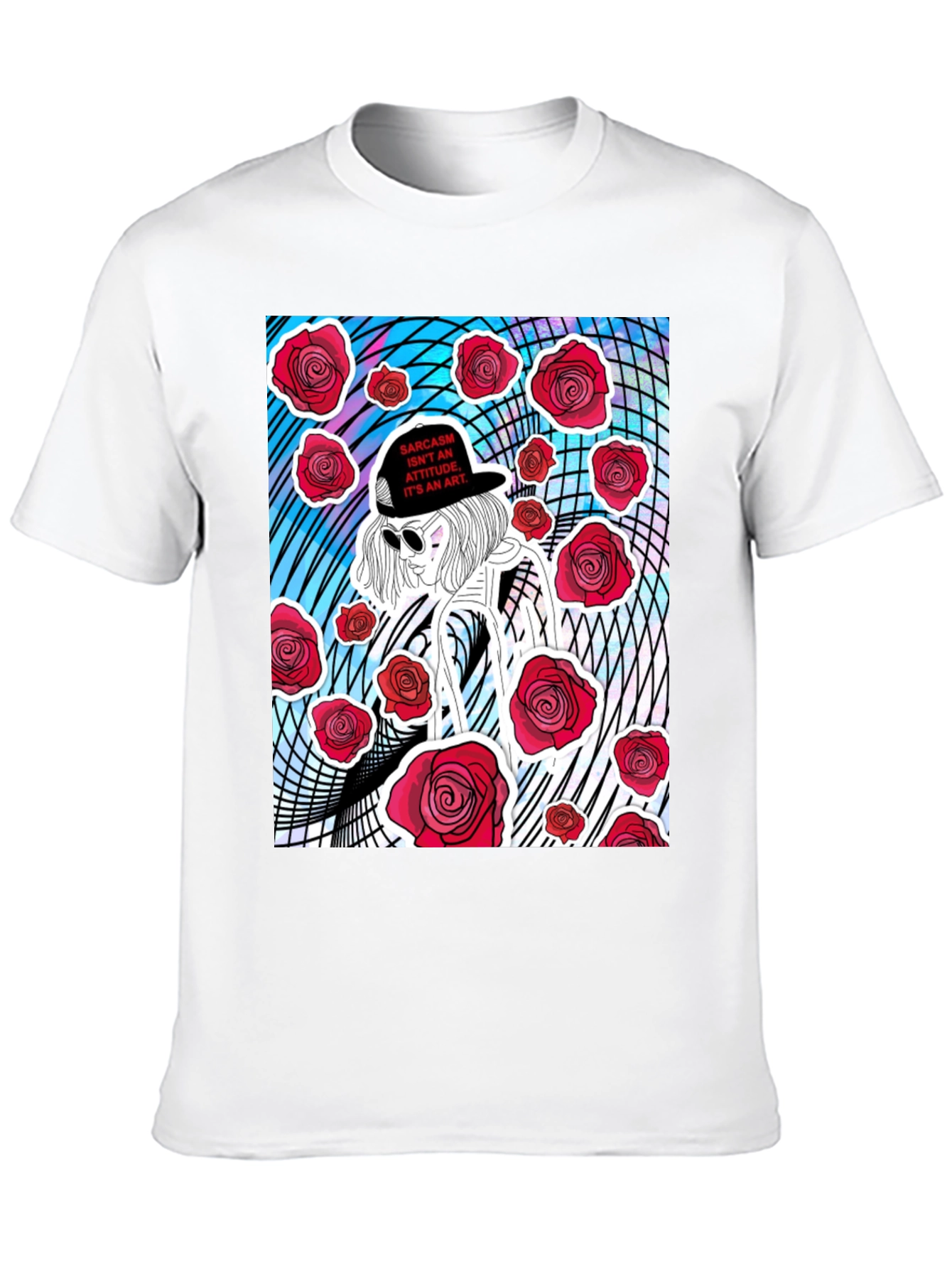 Black Edgy Rose Graphic Tee - Sarcasm Art view 10