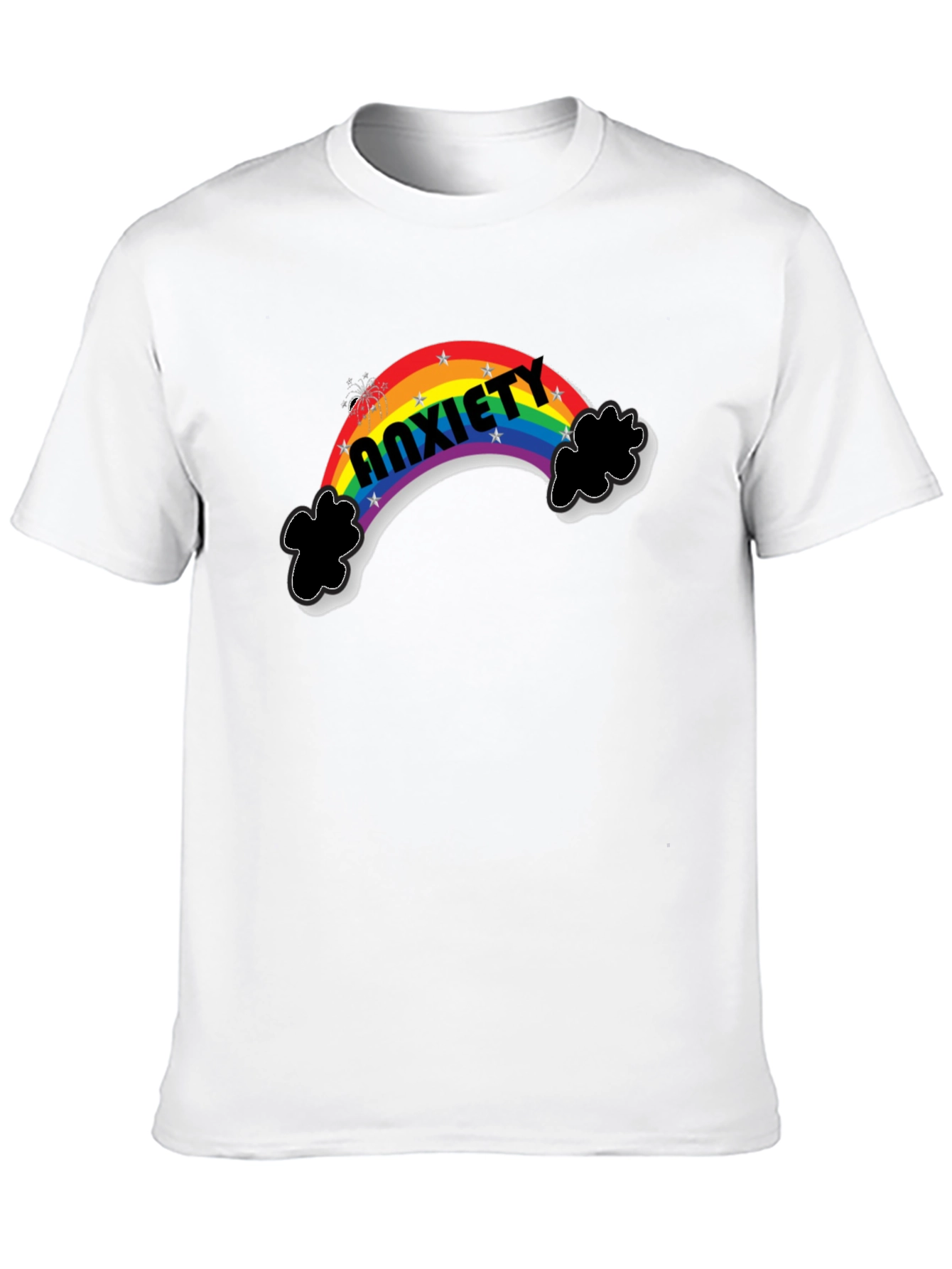 Black Anxiety Rainbow Graphic Tee - Black Cotton T-Shirt view 10