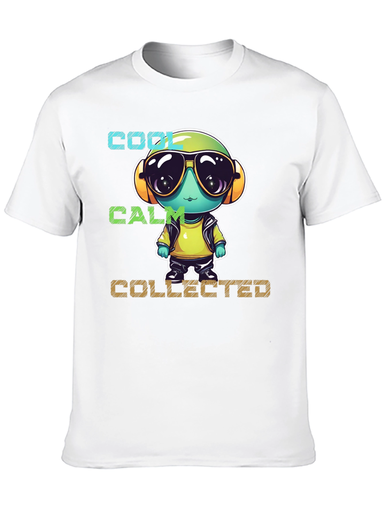 Black Cool, Calm, Collected Cartoon Character T-Shirt view 10