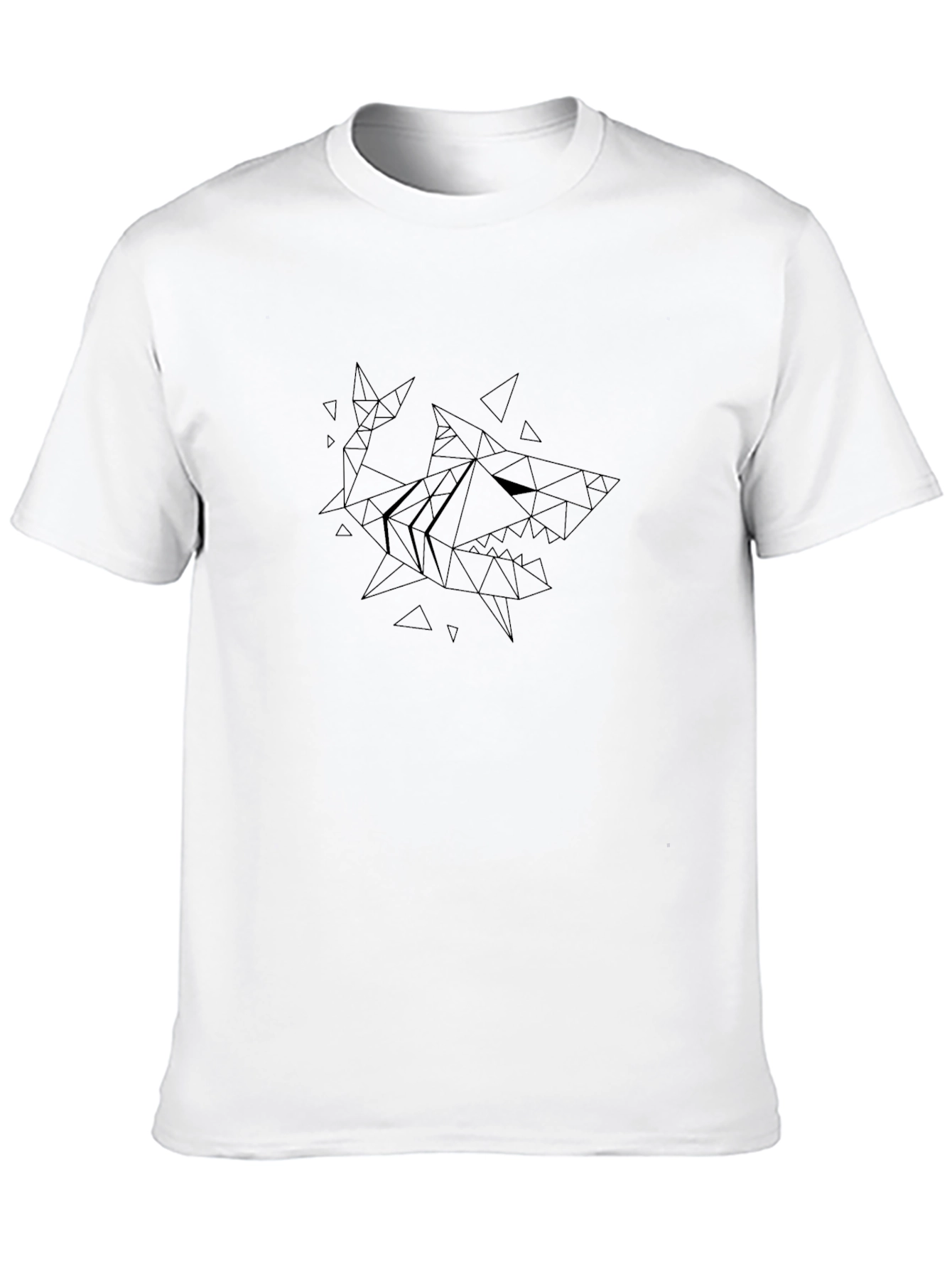 Black Geometric Shark Graphic Black T-Shirt view 10