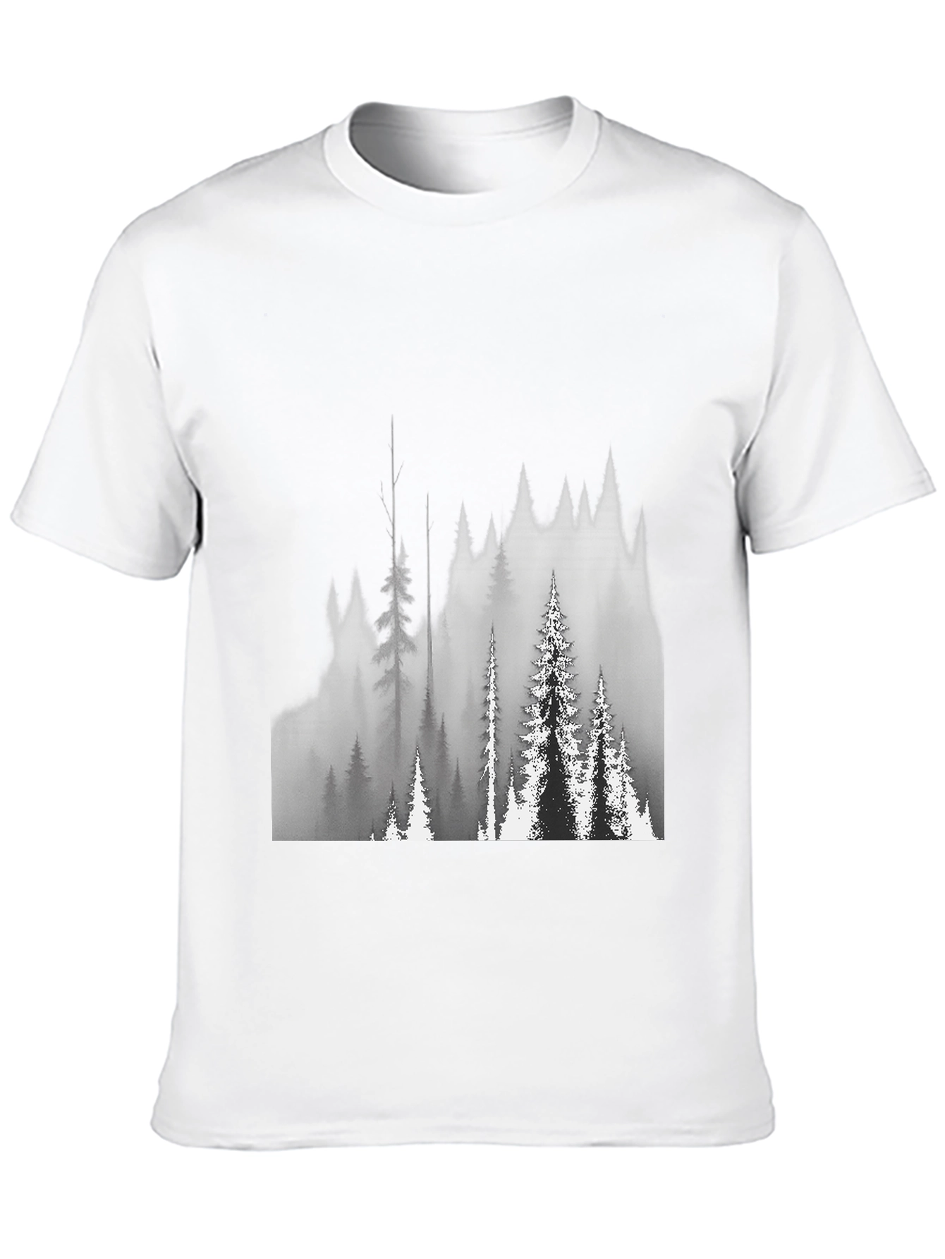 Black Black T-Shirt with Forest Graphic view 10