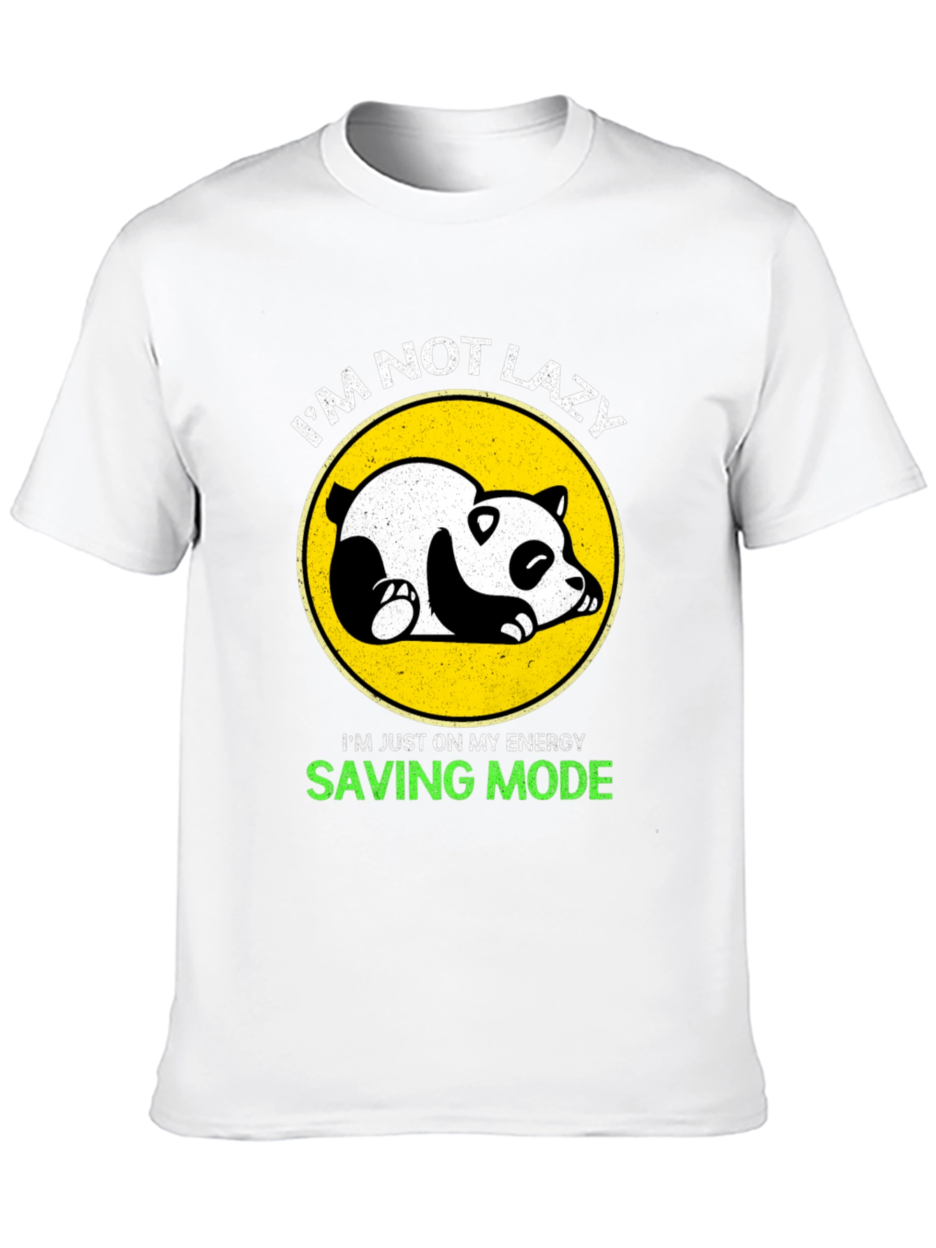 Black Lazy Panda Energy Saving Mode Black T-Shirt view 10