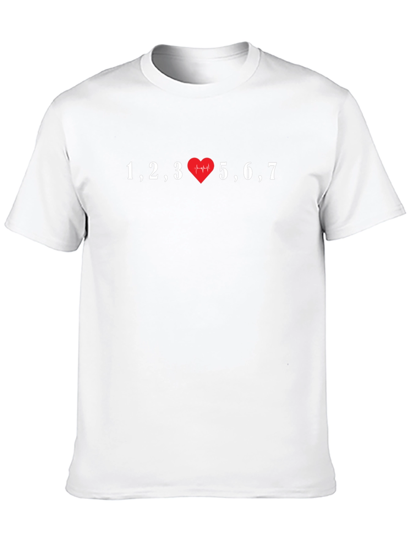 Black 1,2,3,5,6,7 Heartbeat T-Shirt view 10
