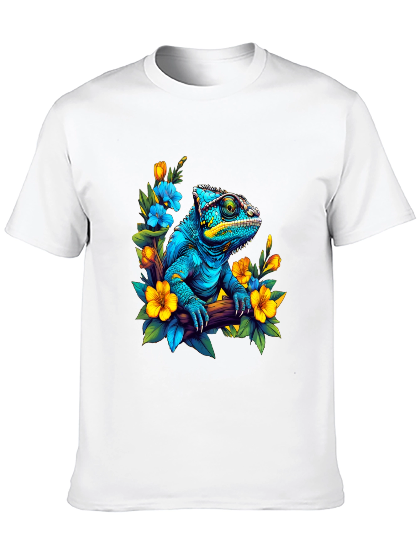 Black Blue Chameleon Floral Graphic Tee view 10
