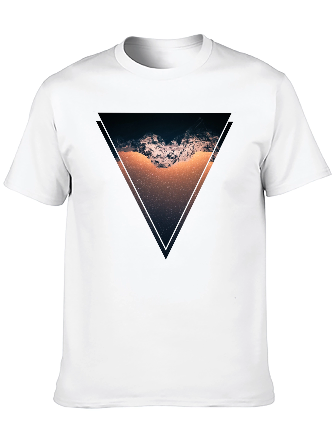 Black Geometric Mountain Scene Black T-Shirt view 10