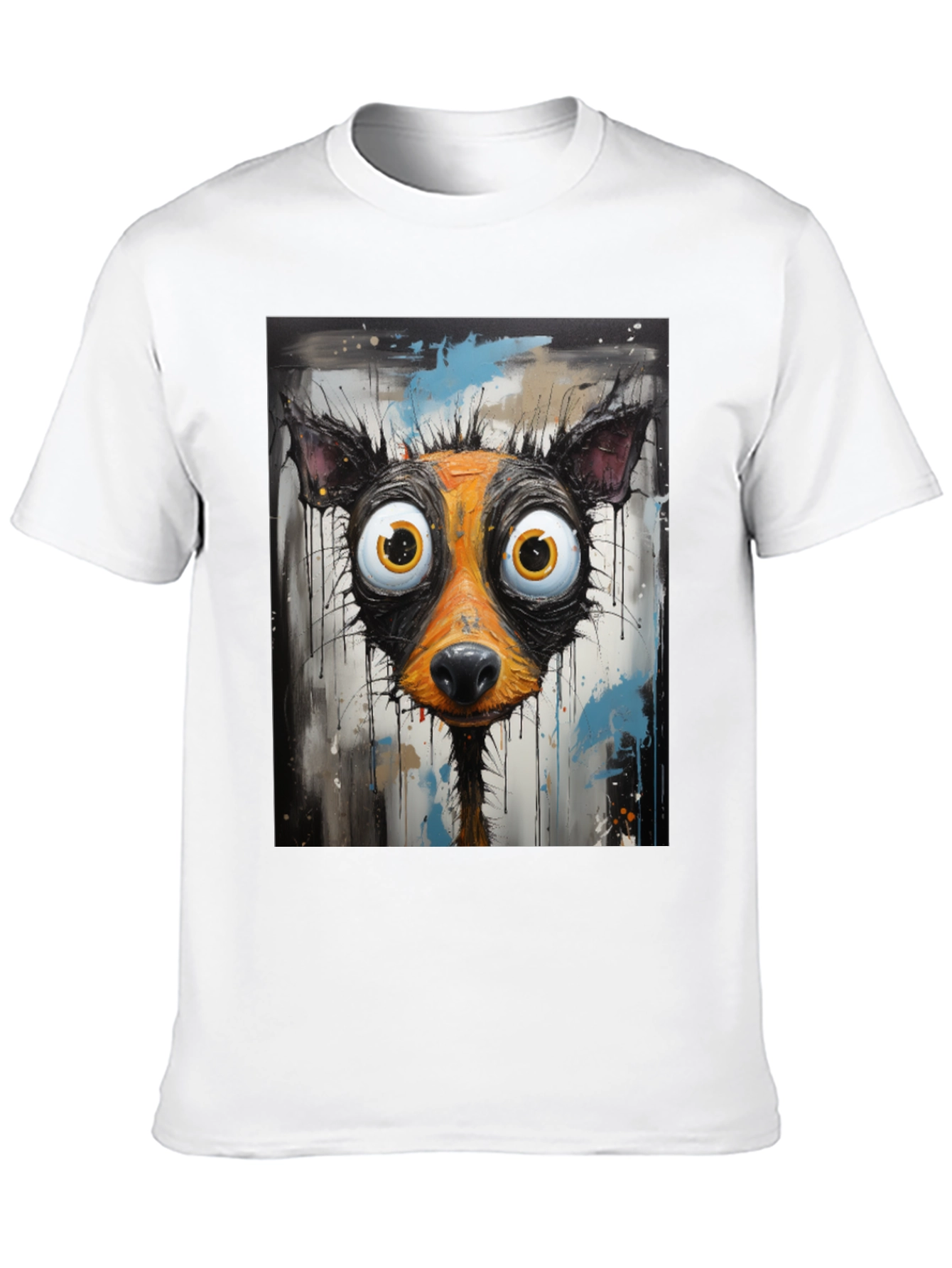 Black Cartoon Dog Graphic Tee - Funky Art Shirt view 10