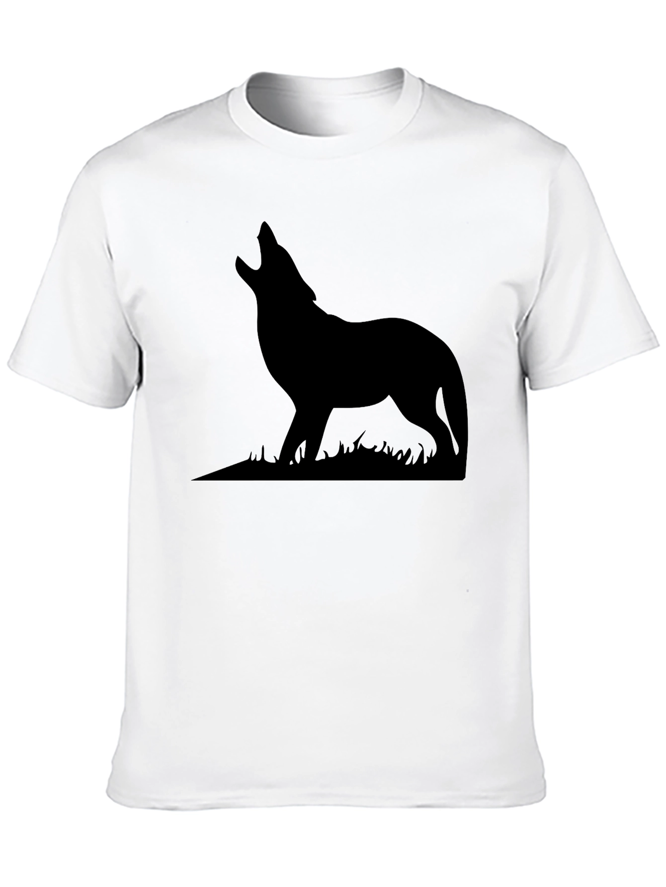 Black Wolf Silhouette Graphic Print T-Shirt view 10