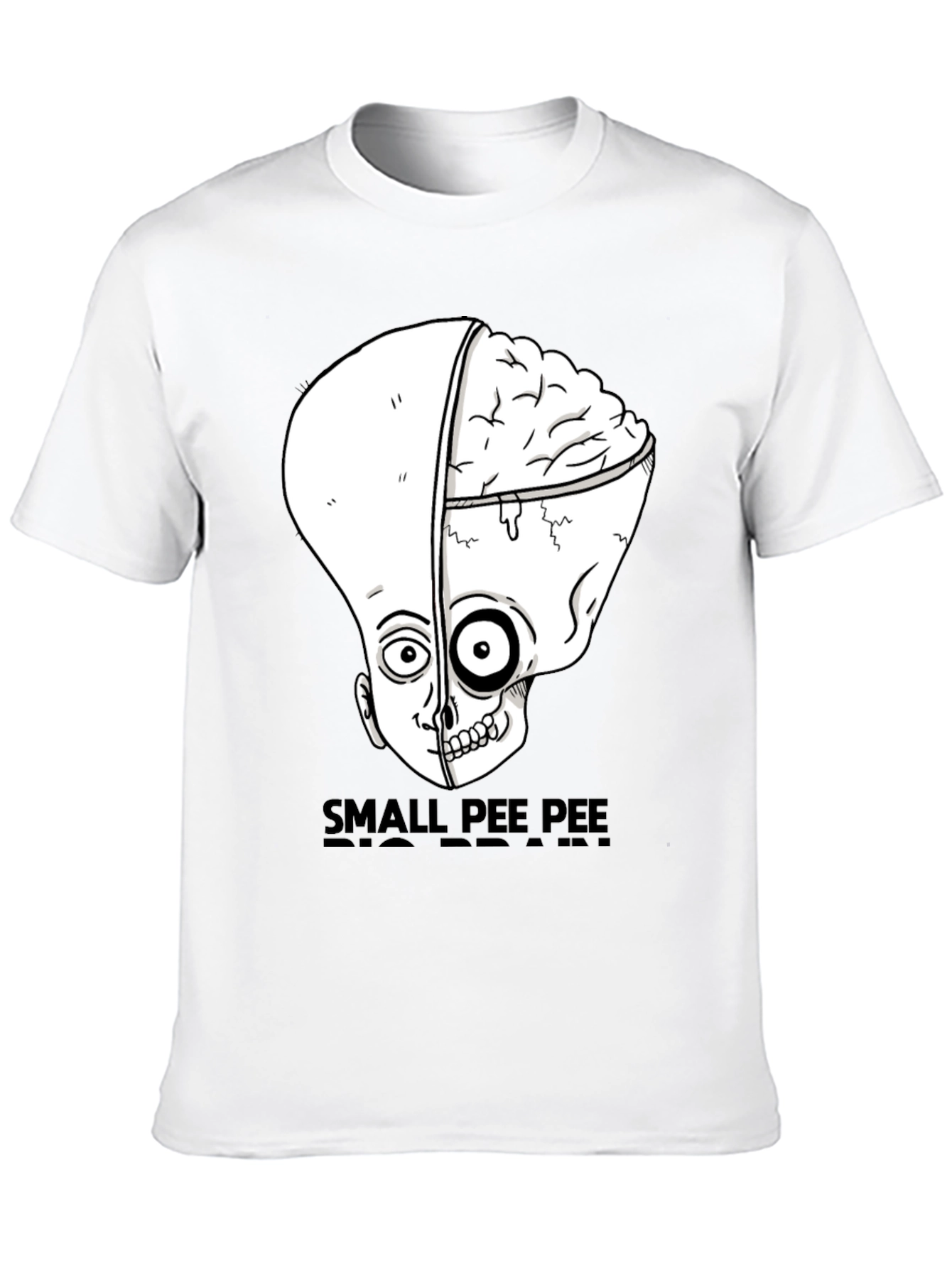 Black Small Pee Pee Big Brain Funny Graphic Tee view 10