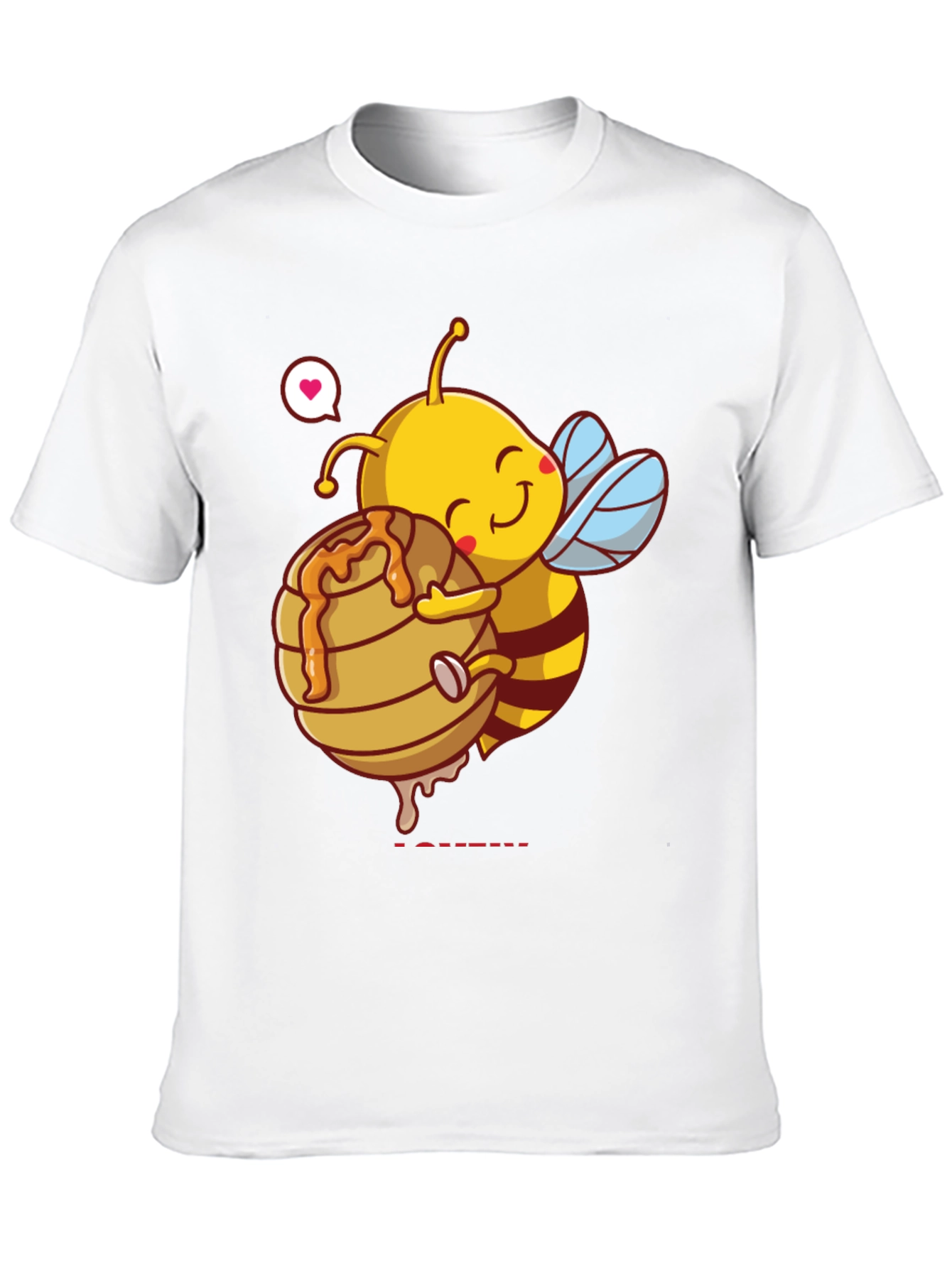 Black Cute Bee Hugging Honeycomb Graphic T-Shirt view 10