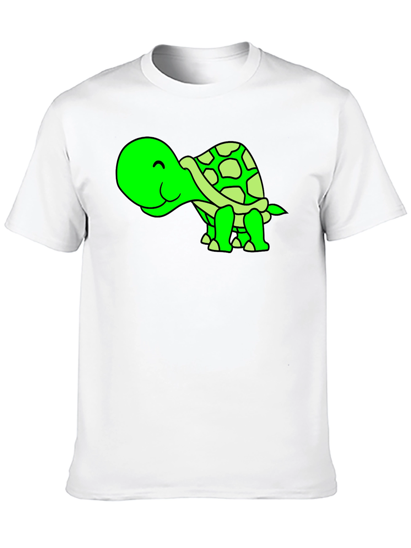 Black Cute Green Turtle Graphic Tee view 10