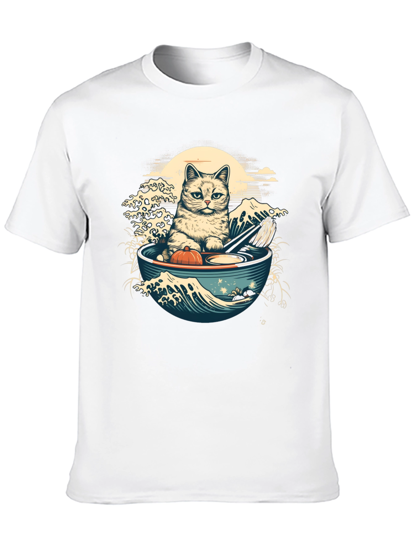 Black Cat Ramen Wave T-Shirt - Stylish Graphic Tee view 10